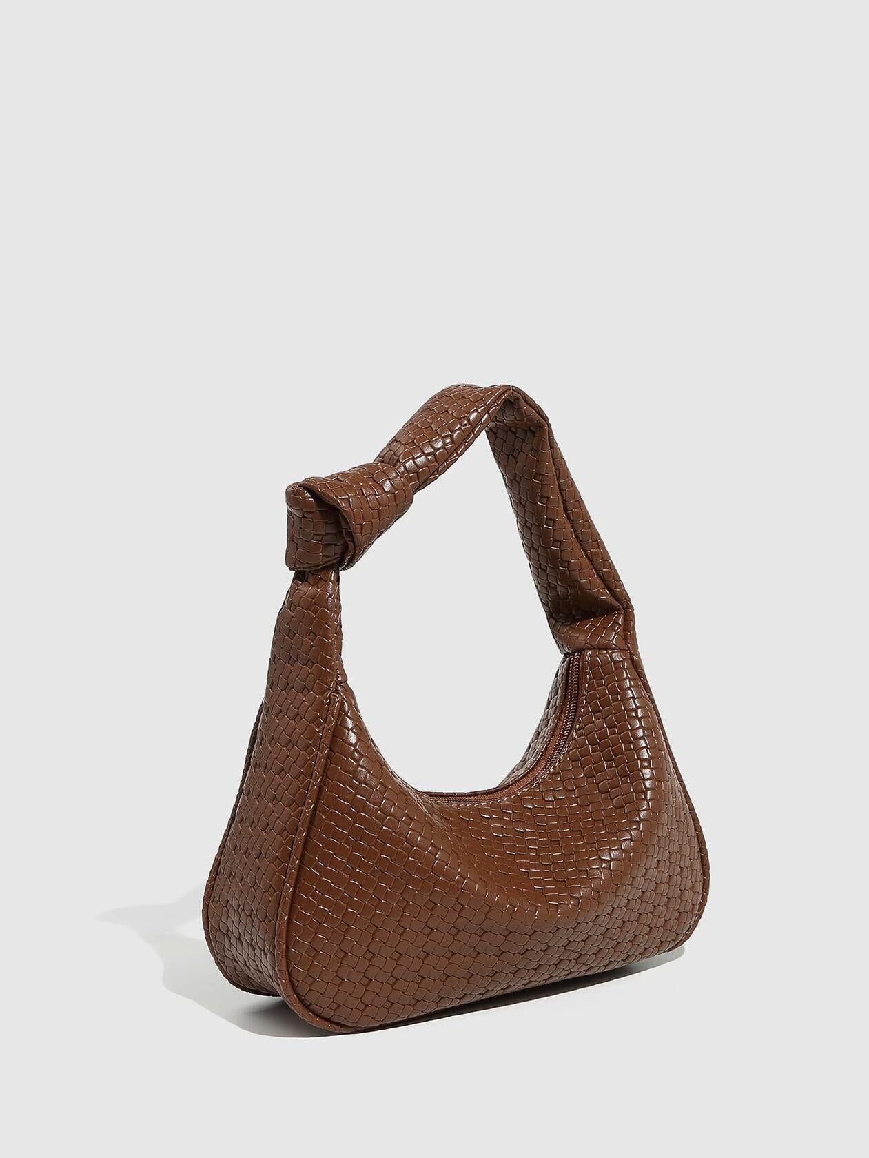 Verdusa Women's Metallic Knot Strap PU Leather Shoulder Bag Brown One Size