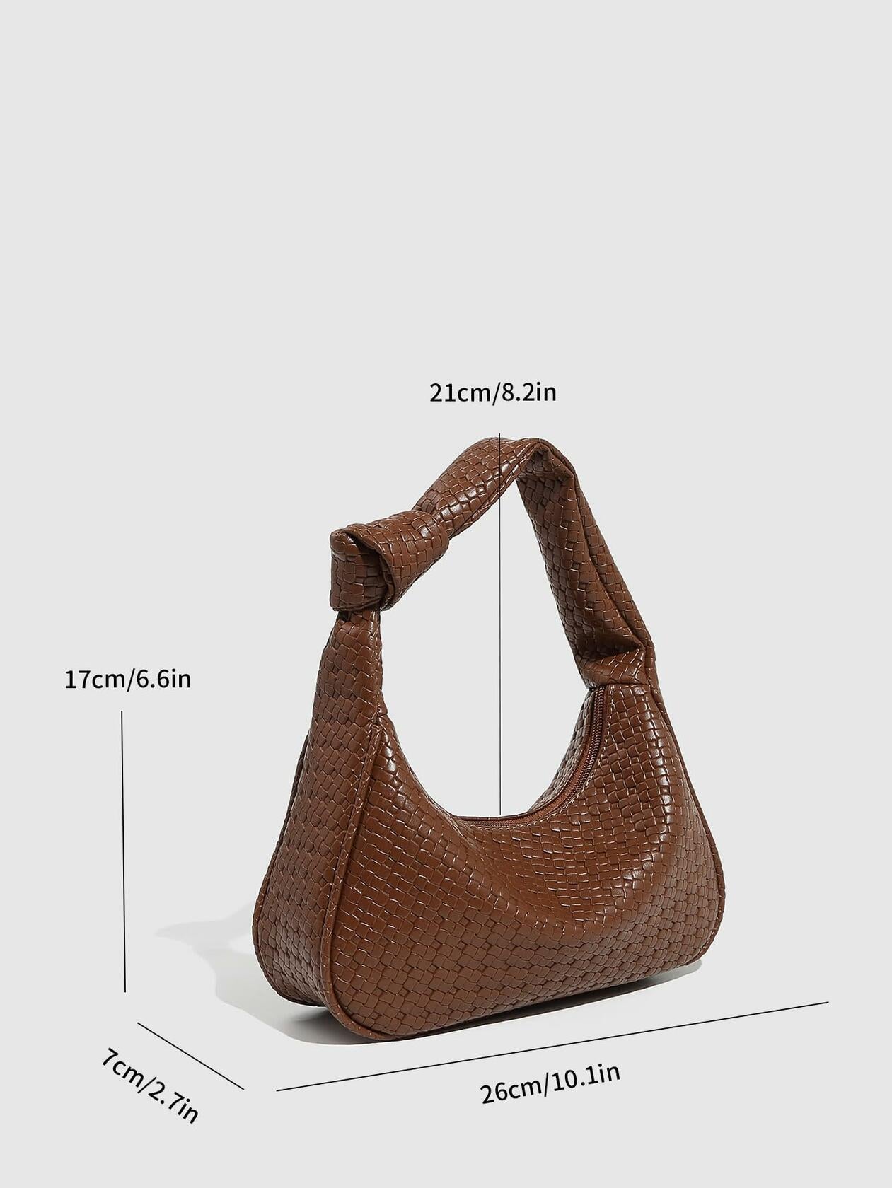 Verdusa Women's Metallic Knot Strap PU Leather Shoulder Bag Brown One Size