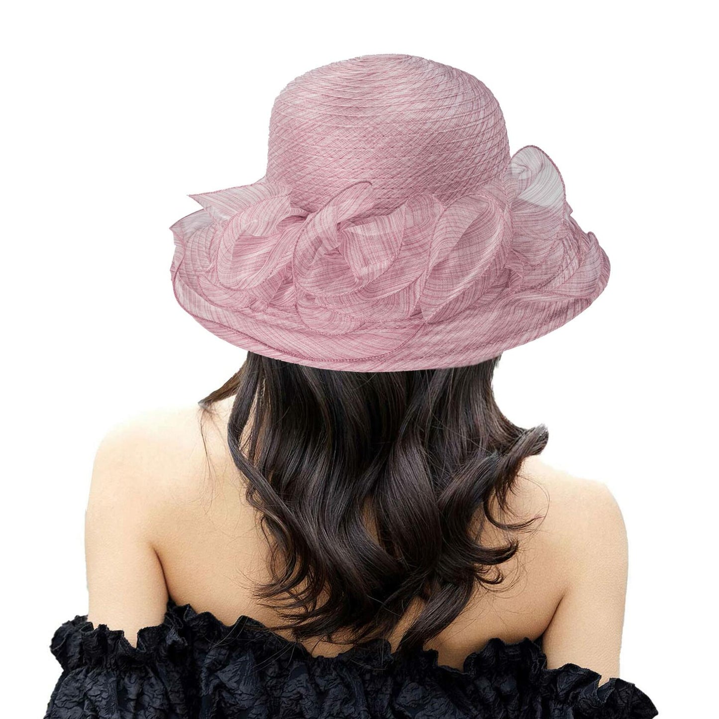 Kentucky Women Fascinator Organza Flower Derby Straw Hat Light Purple