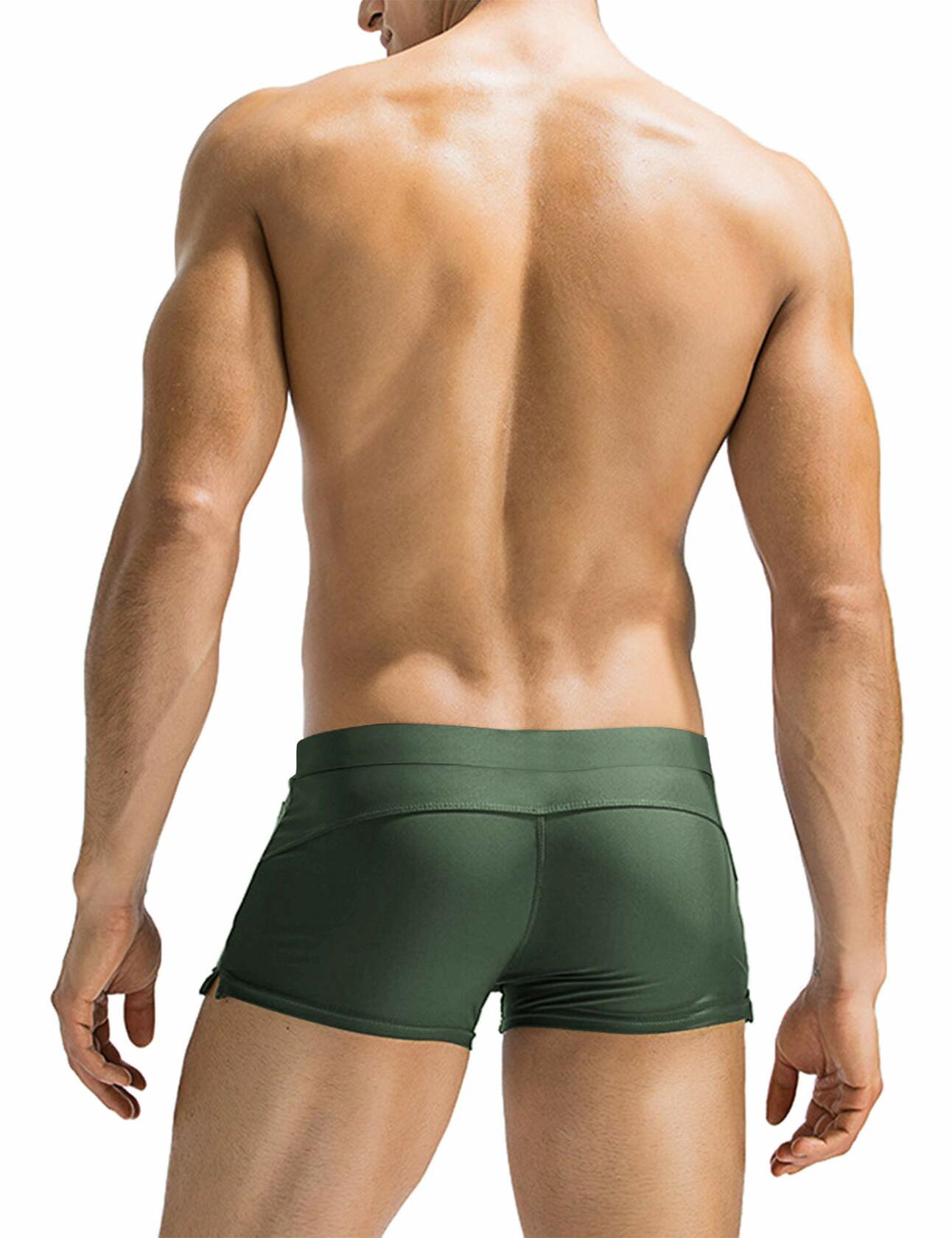 COOFANDY Men's Trunk Square Leg Board Short Brief Swimsuit Army Green Size XL