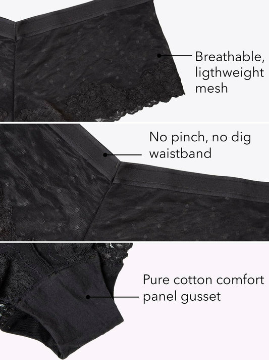 Curvy Couture Plus Size Sheer Whisper Cheeky Boyshort Panty Onyx Size S