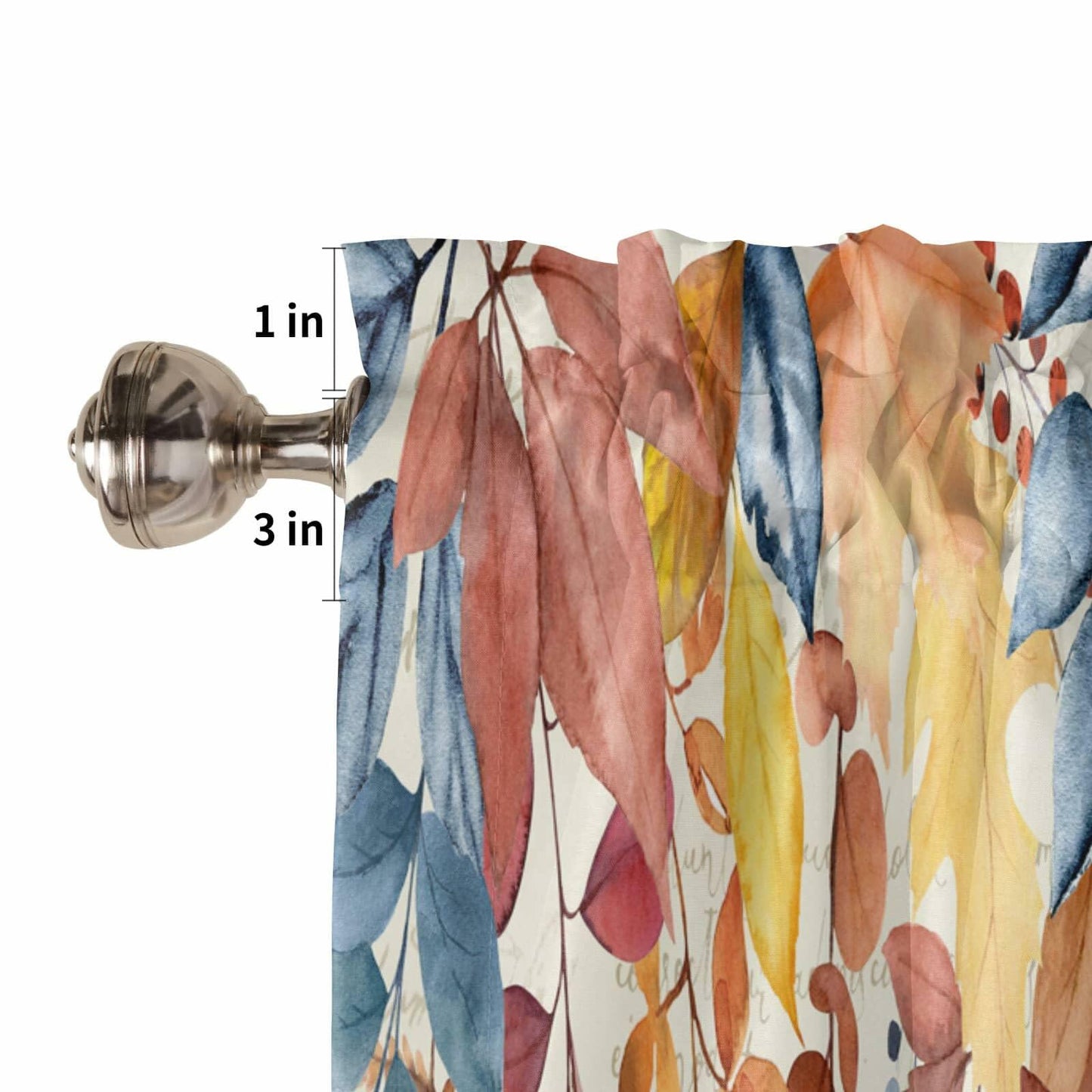 Autumn Botanical Leaf Valance Set 2 Panels 54x18in Watercolor Print