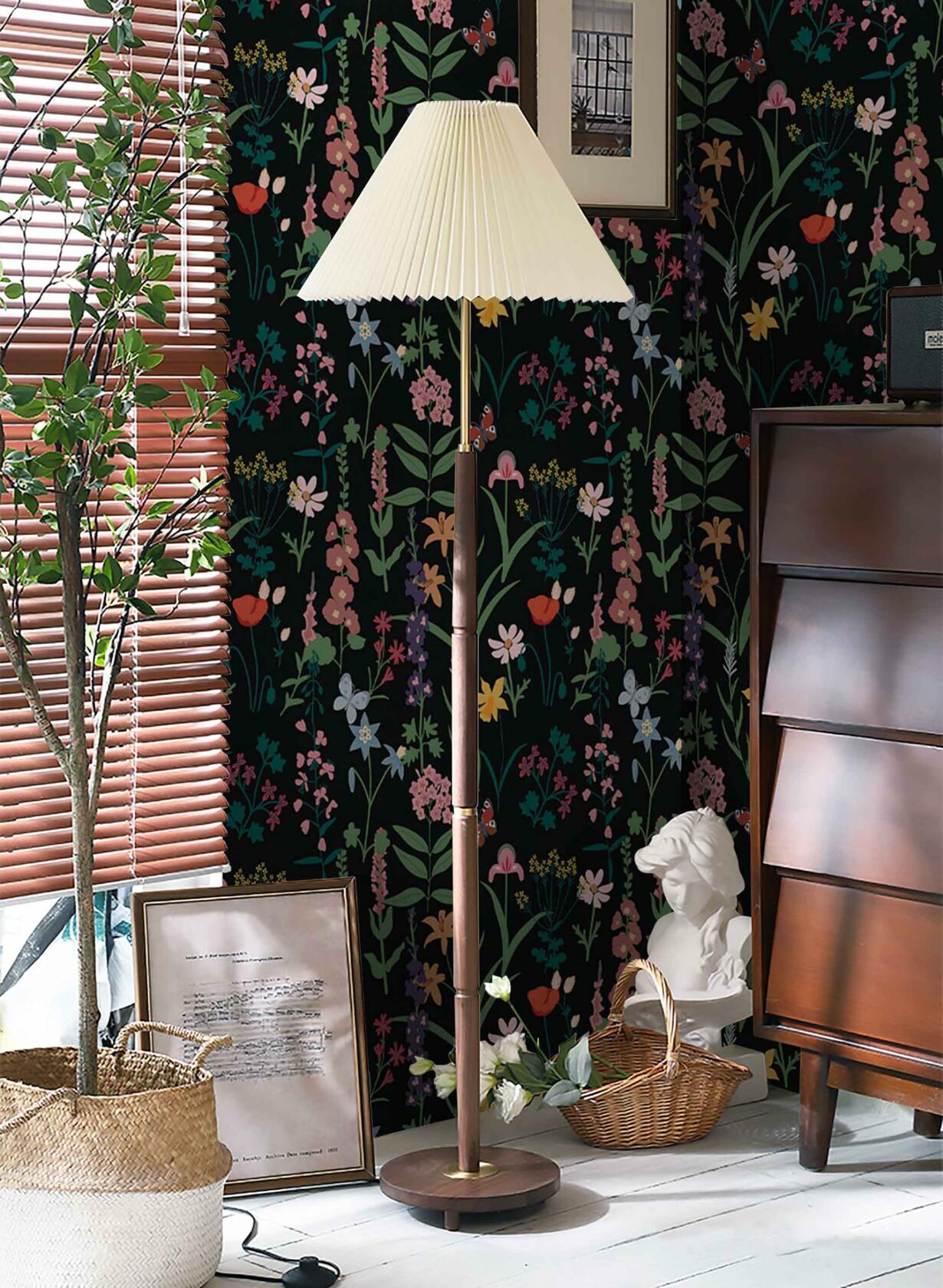 Dimoon 236x16.1 Floral Peel and Stick Wallpaper Black Green Waterproof