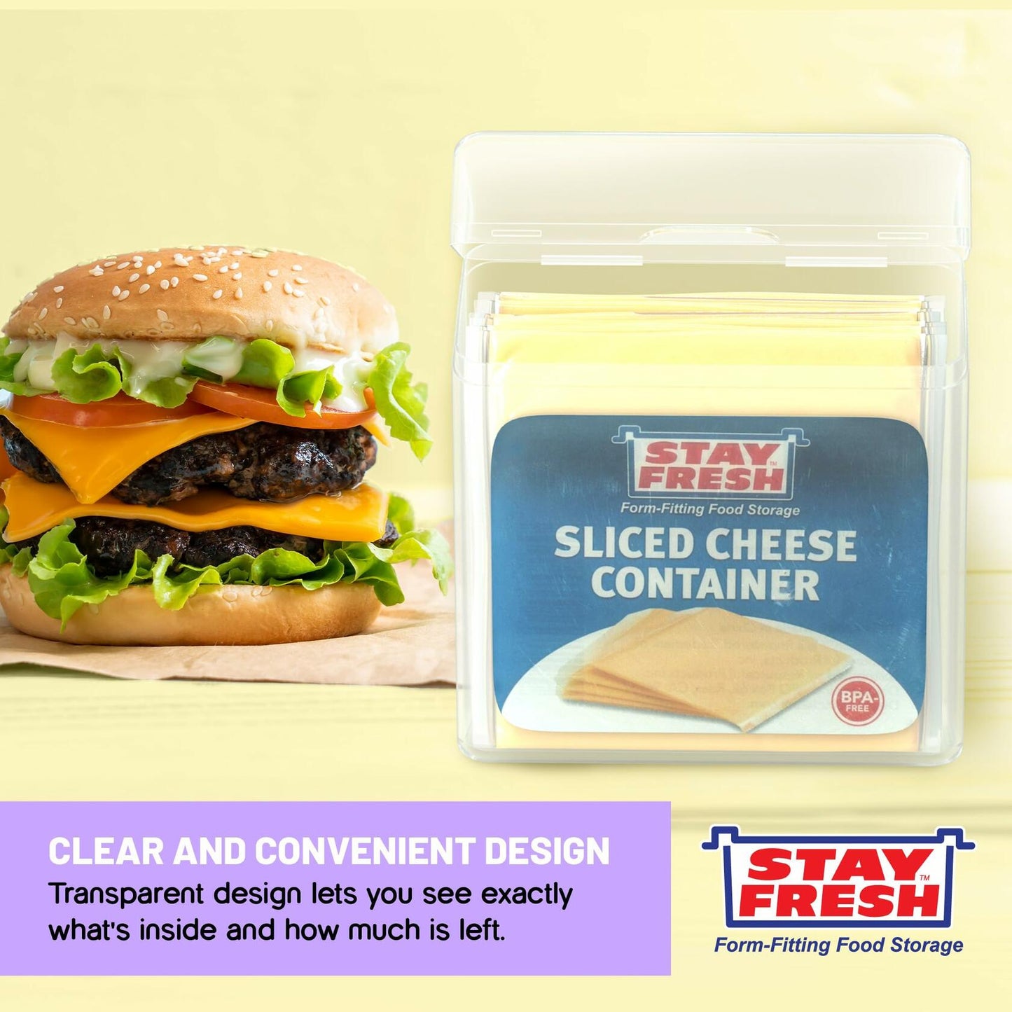 Stay Fresh Cream Cheese Container Clear Plastic BPA Free Dishwasher Safe