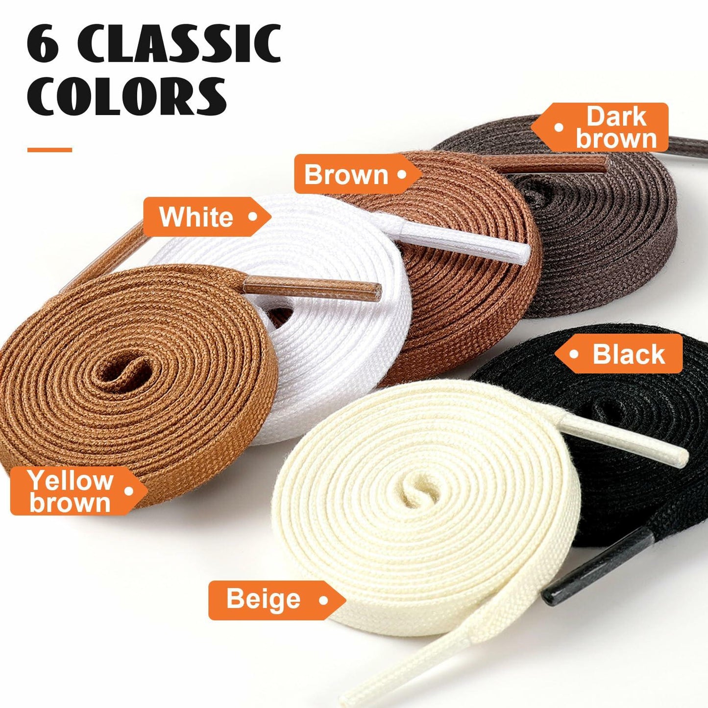 Handshop 2 Pairs Flat Waxed Shoe Laces 7mm Wide Beige 120cm