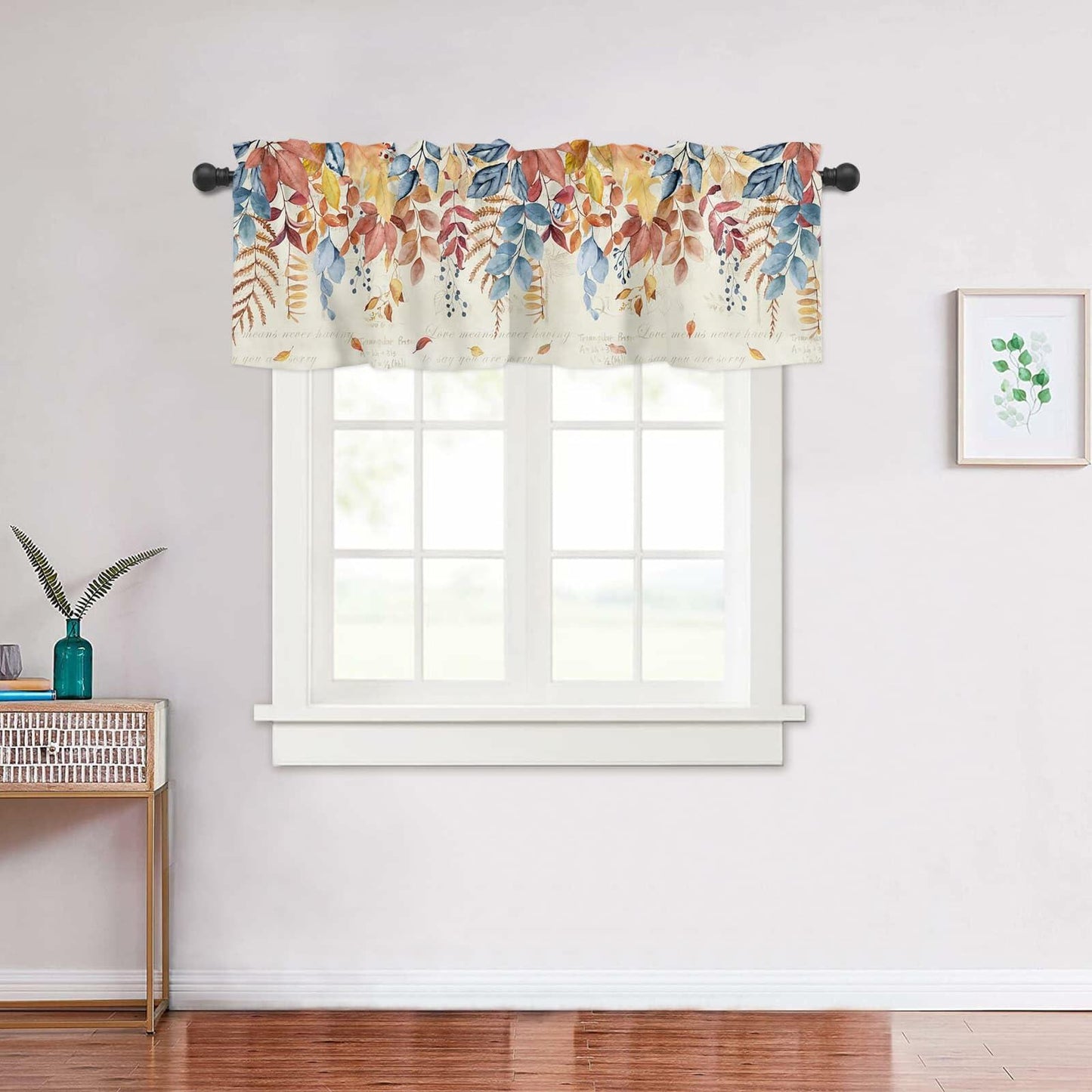 Autumn Botanical Leaf Valance Set 2 Panels 54x18in Watercolor Print