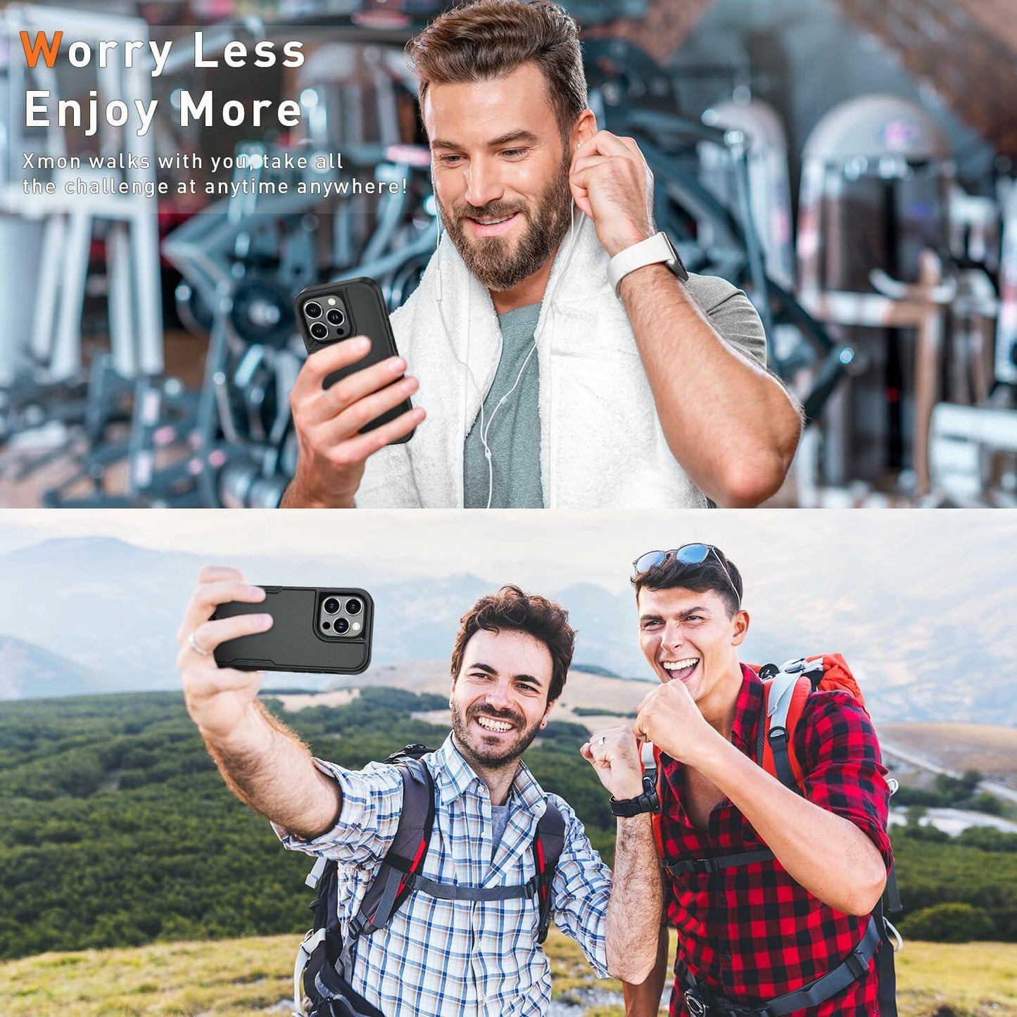 Xmon iPhone 15 Pro Magnetic Case with Tempered Glass Screen Protector Red 6.1"