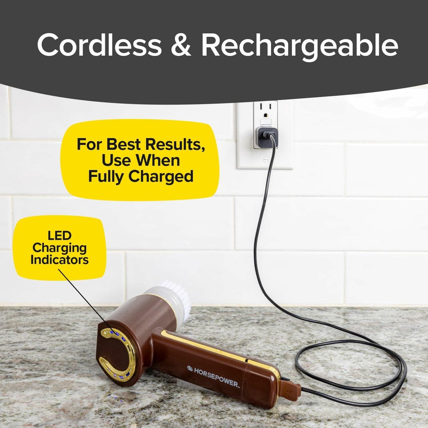 Horsepower Scrubber Gold Edition Electric Cleaner Waterproof 5 Brush Heads