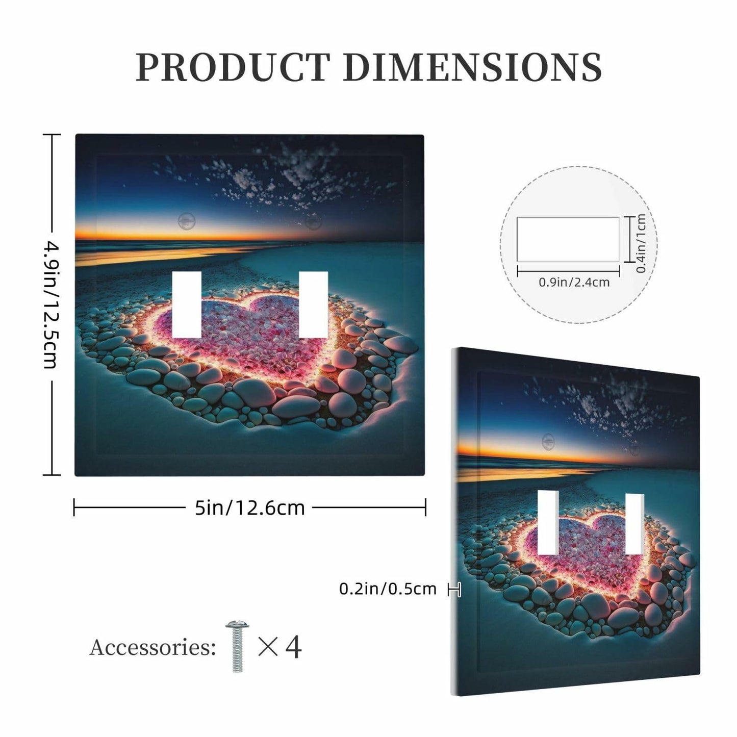 Beach Pink Love Night Scene Double Toggle Light Switch Cover 2 Gang