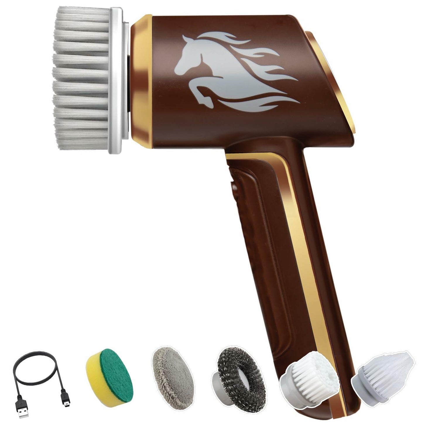 Horsepower Scrubber Gold Edition Electric Cleaner Waterproof 5 Brush Heads