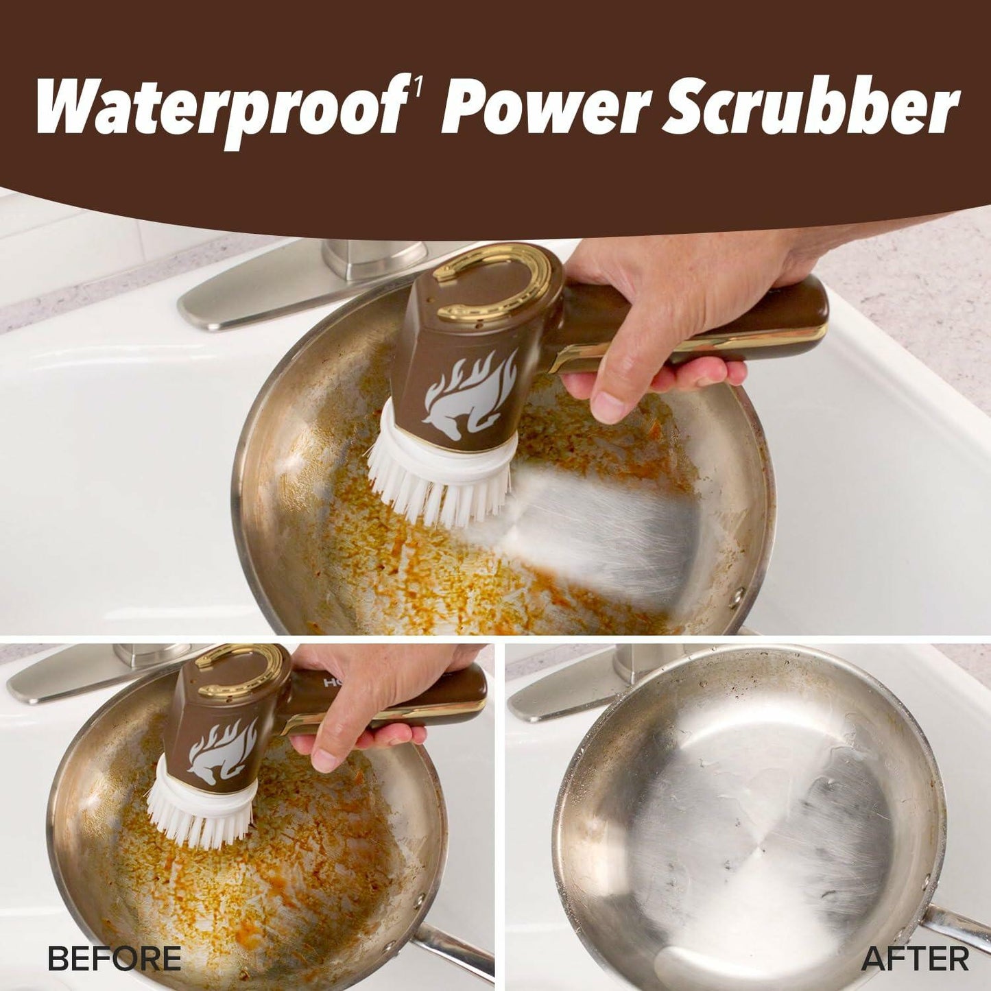Horsepower Scrubber Gold Edition Electric Cleaner Waterproof 5 Brush Heads