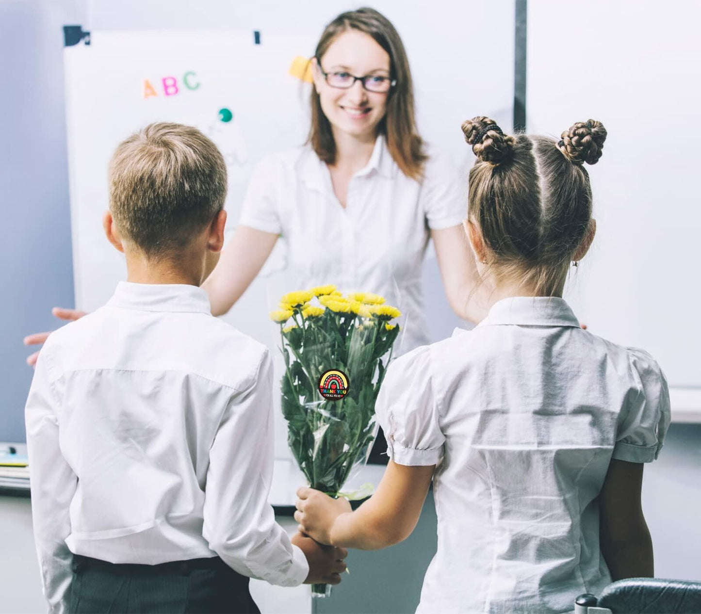 FLYAB Thank You Teacher Stickers 1.5" Apple Labels 36Pcs Gift Tags