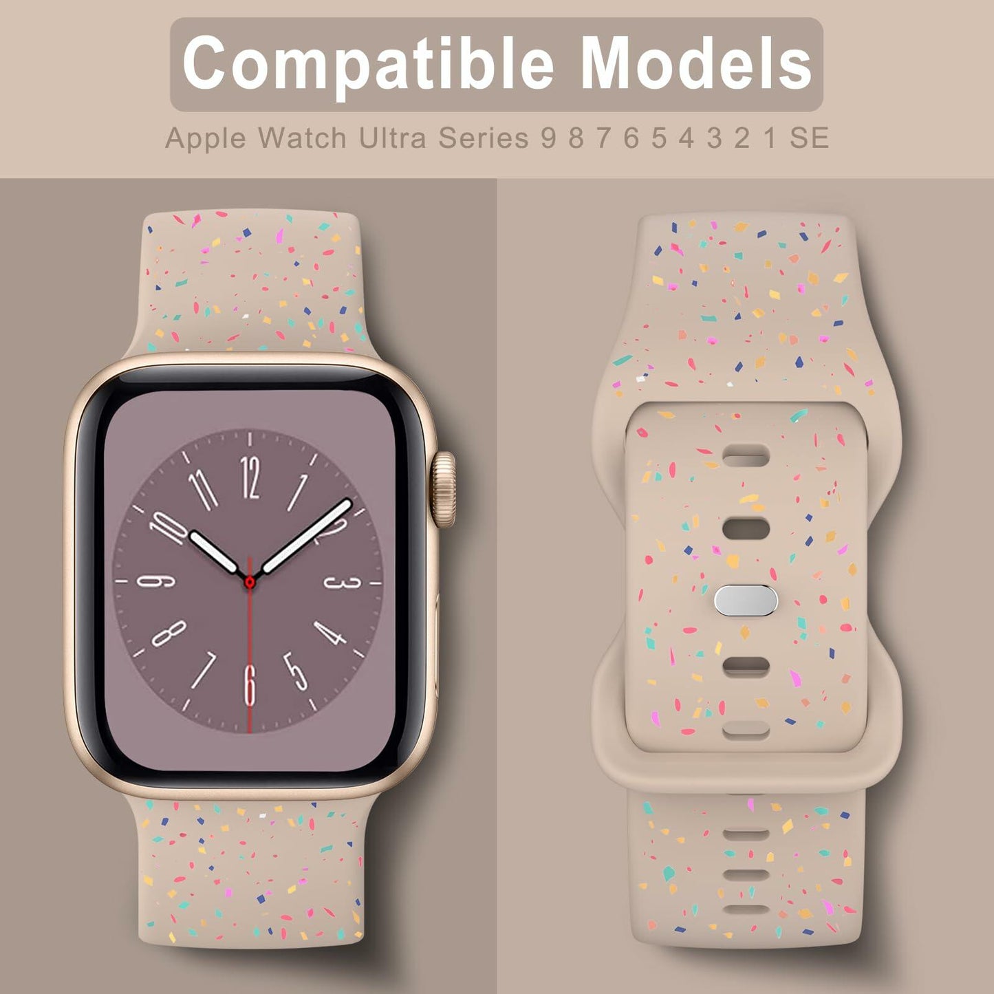 Vancle Apple Watch Band Silicone Sport Loop Milk Tea 38-49mm