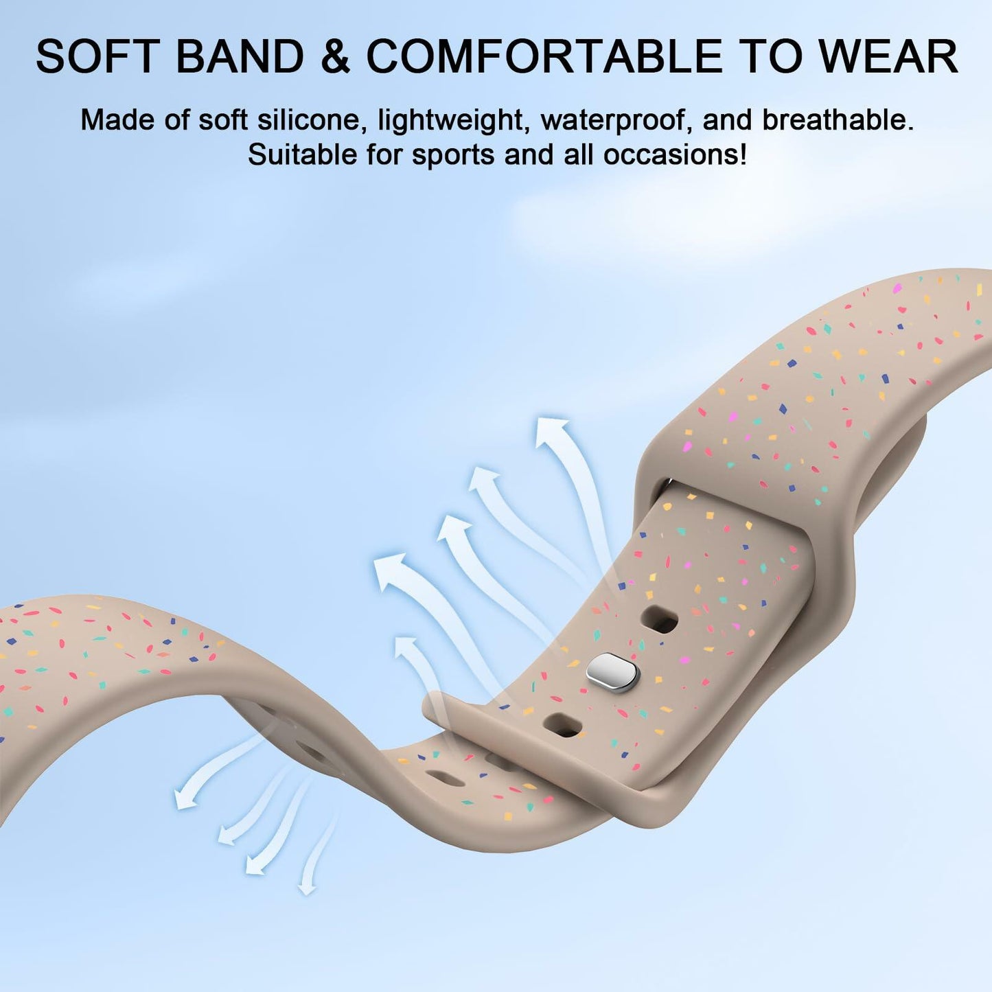 Vancle Apple Watch Band Silicone Sport Loop Milk Tea 38-49mm
