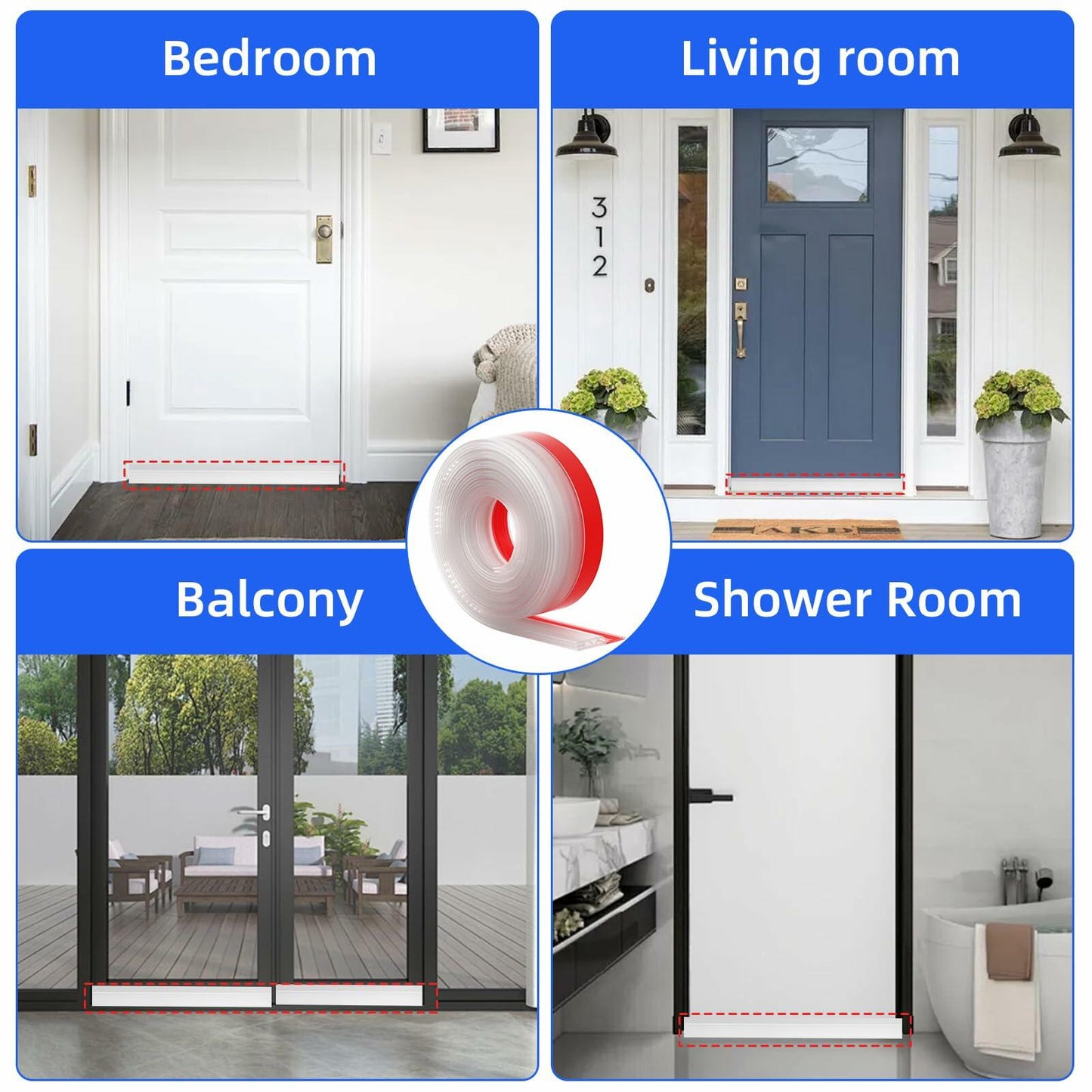 Under Door Draft Stopper Door Sweep Weather Stripping Seal Transparent 78in