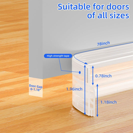 Under Door Draft Stopper Door Sweep Weather Stripping Seal Transparent 78in