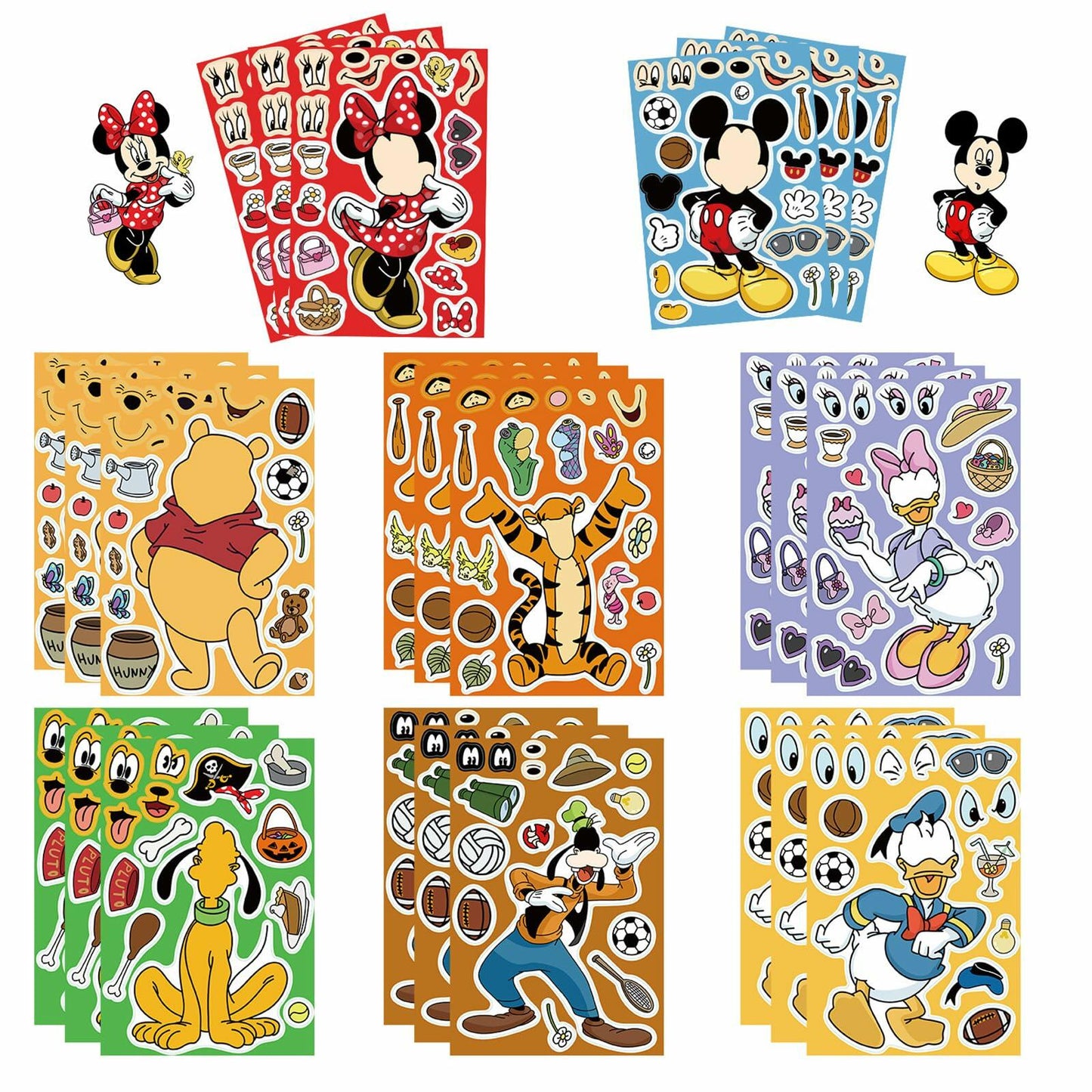 TaDadaPAO Cartoon Sticker Sheets 16 Count Red Anime Craft Party Supplies