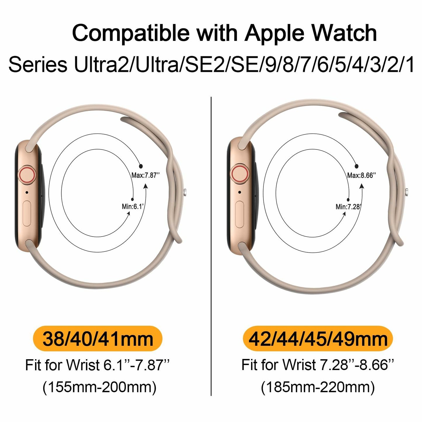 Vancle Apple Watch Band Silicone Sport Loop Milk Tea 38-49mm