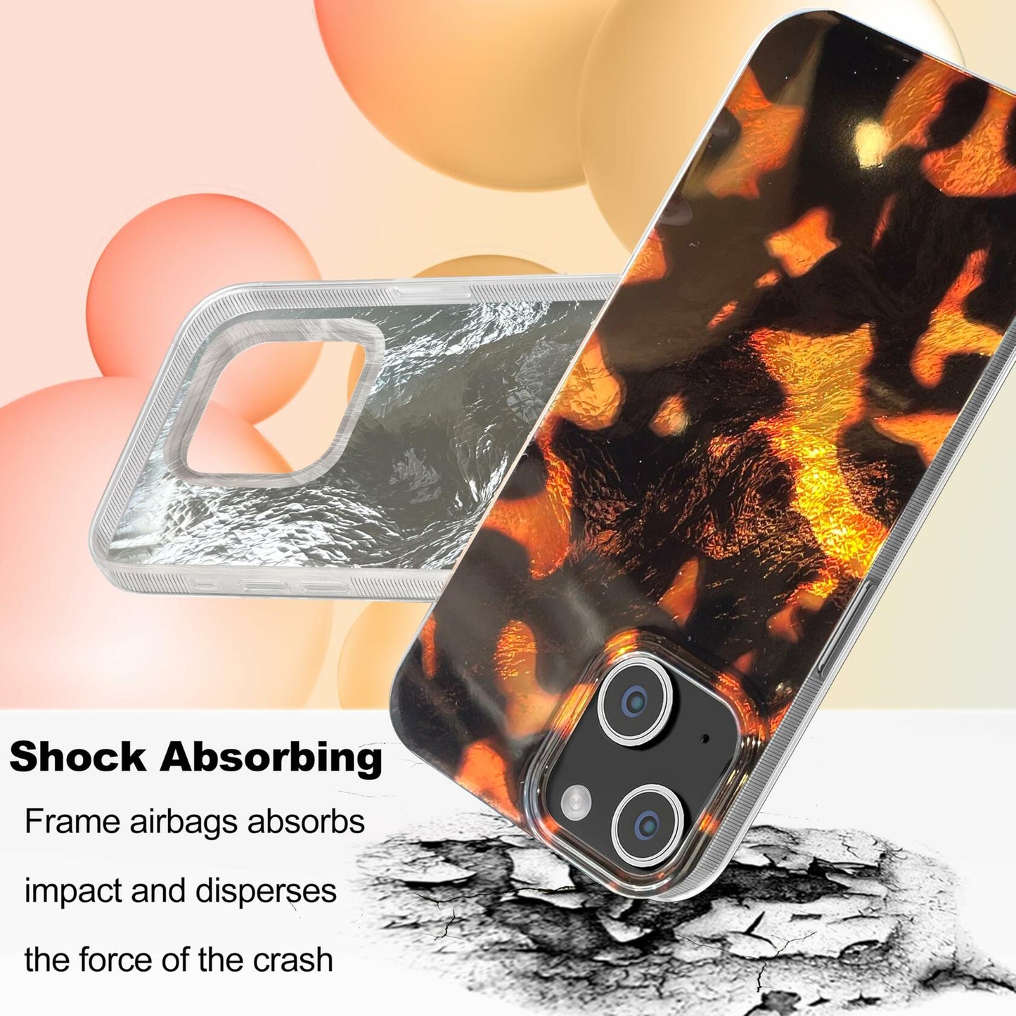buccilly iPhone 13/14 Case Tortoise Shell Brown Soft Slim TPU 6.1"