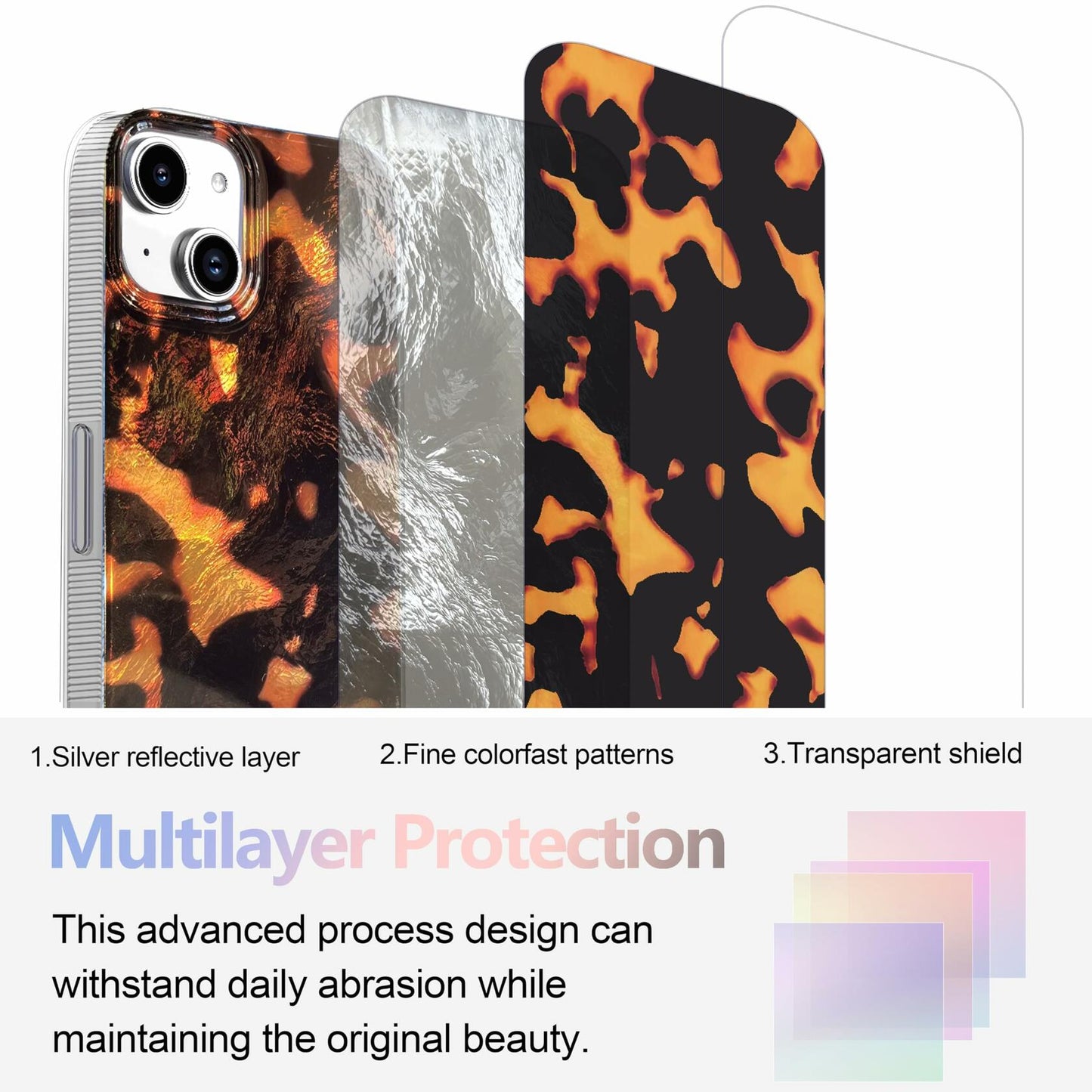 buccilly iPhone 13/14 Case Tortoise Shell Brown Soft Slim TPU 6.1"