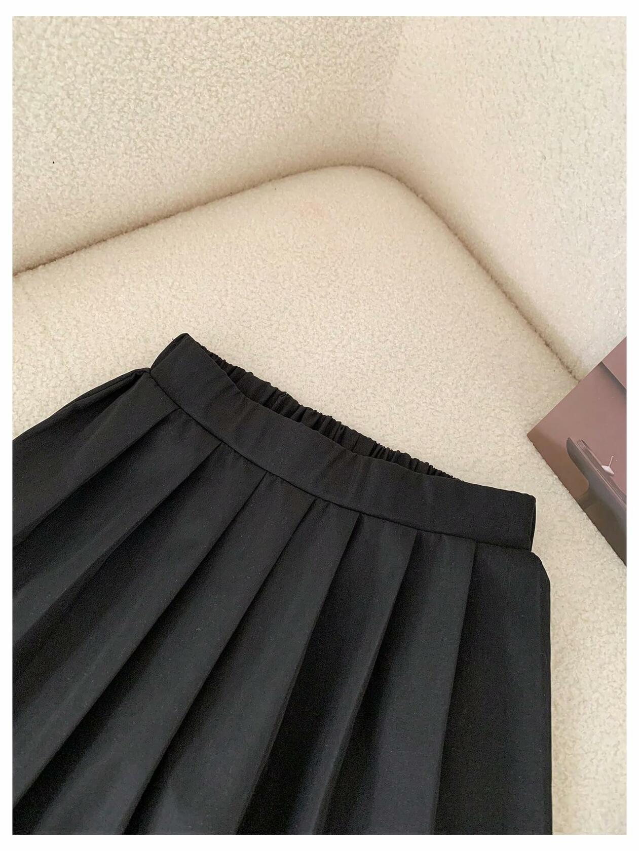 GORGLITTER Girl's 2PC Summer Outfit Bow Tie Crop Tank Pleated Skirt Black 4Y