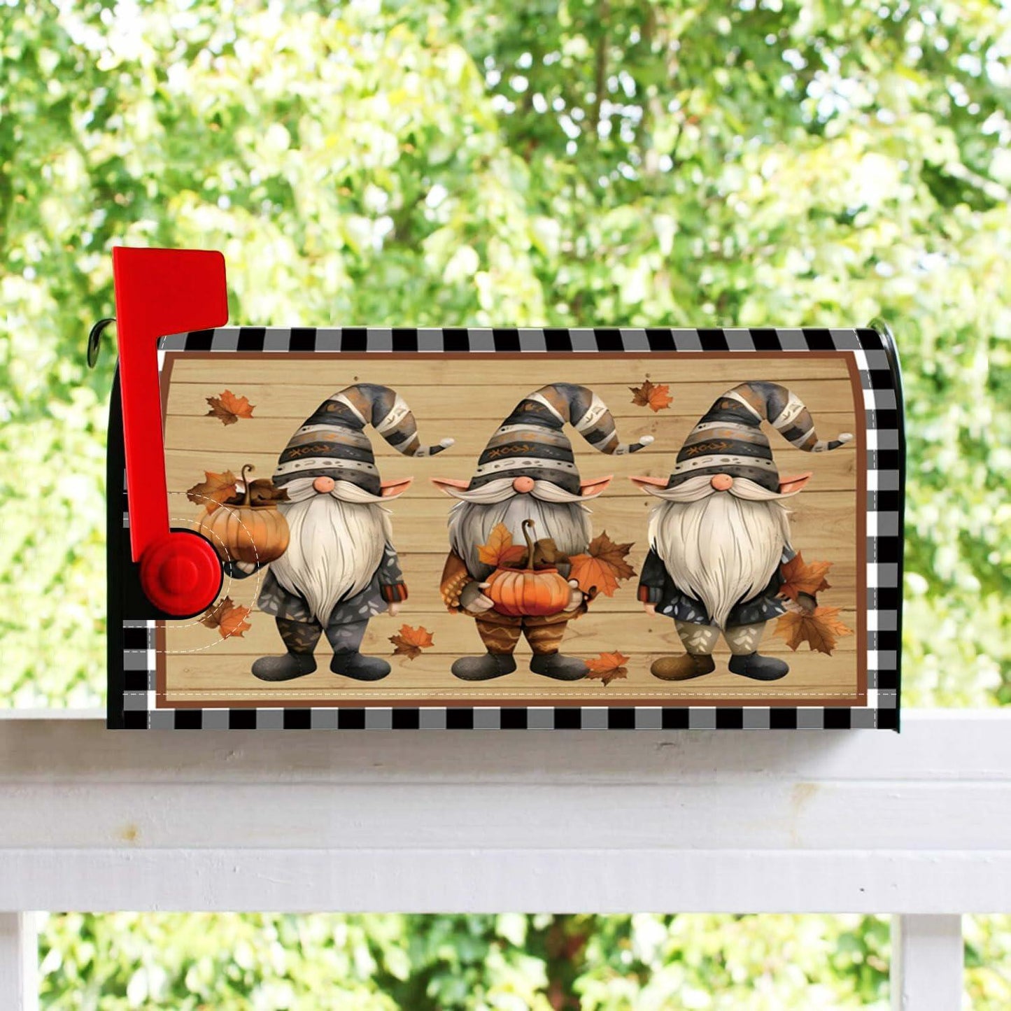 Baocicco Wooden Gnome Mailbox Cover Autumn Pumpkin 21x18 Inch