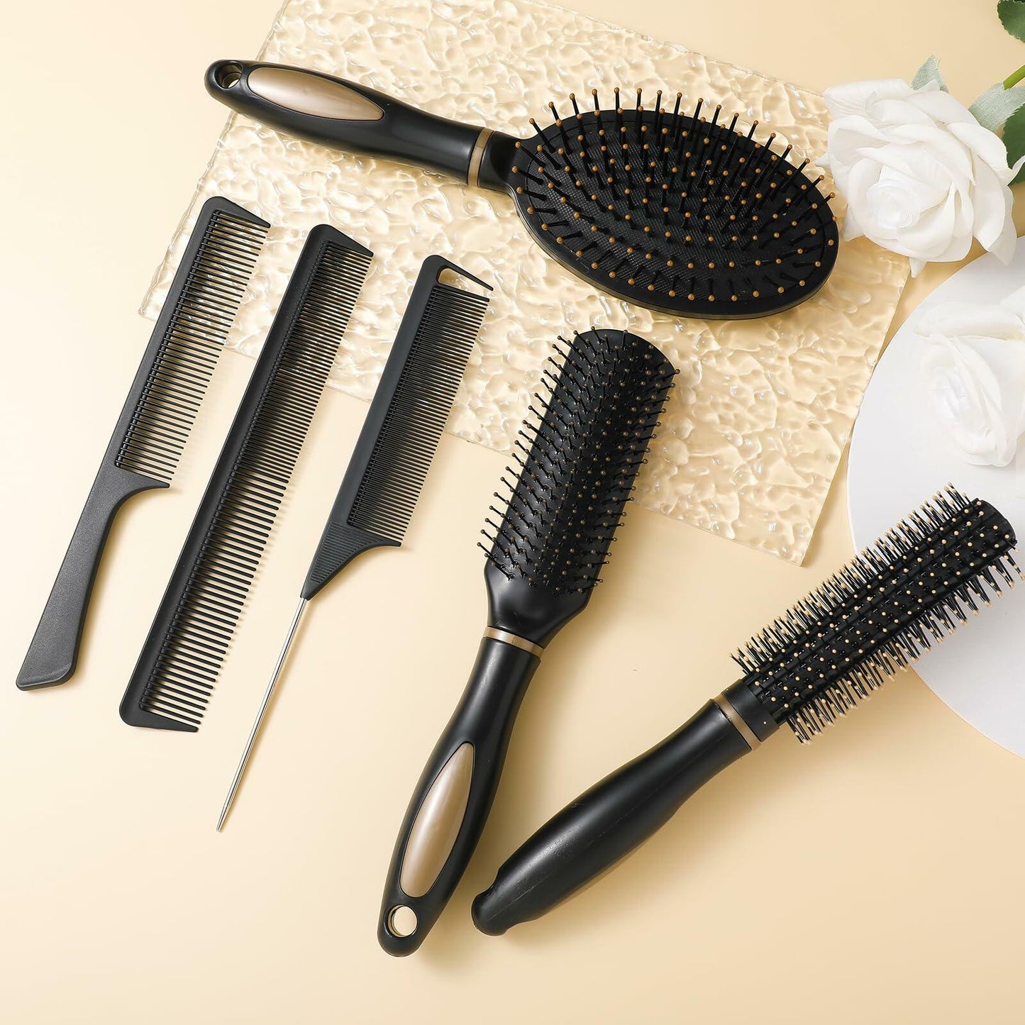 6 Pieces Detangling Styling Comb Set for Women and Men - All Hair Types