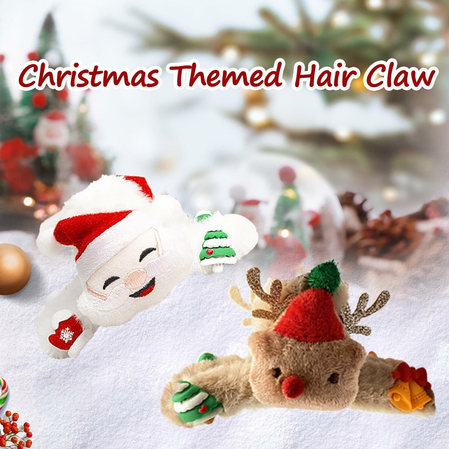 Beleki Plush Reindeer Antler Hair Claw Clip Christmas Hair Accessory 1 Pack