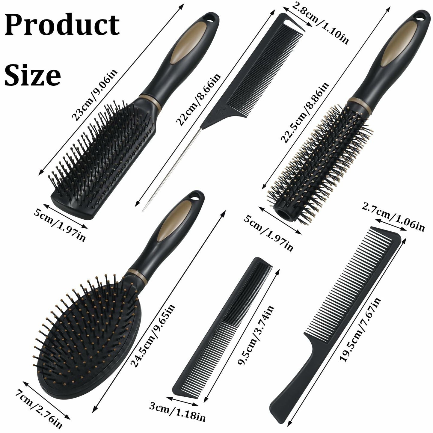 6 Pieces Detangling Styling Comb Set for Women and Men - All Hair Types