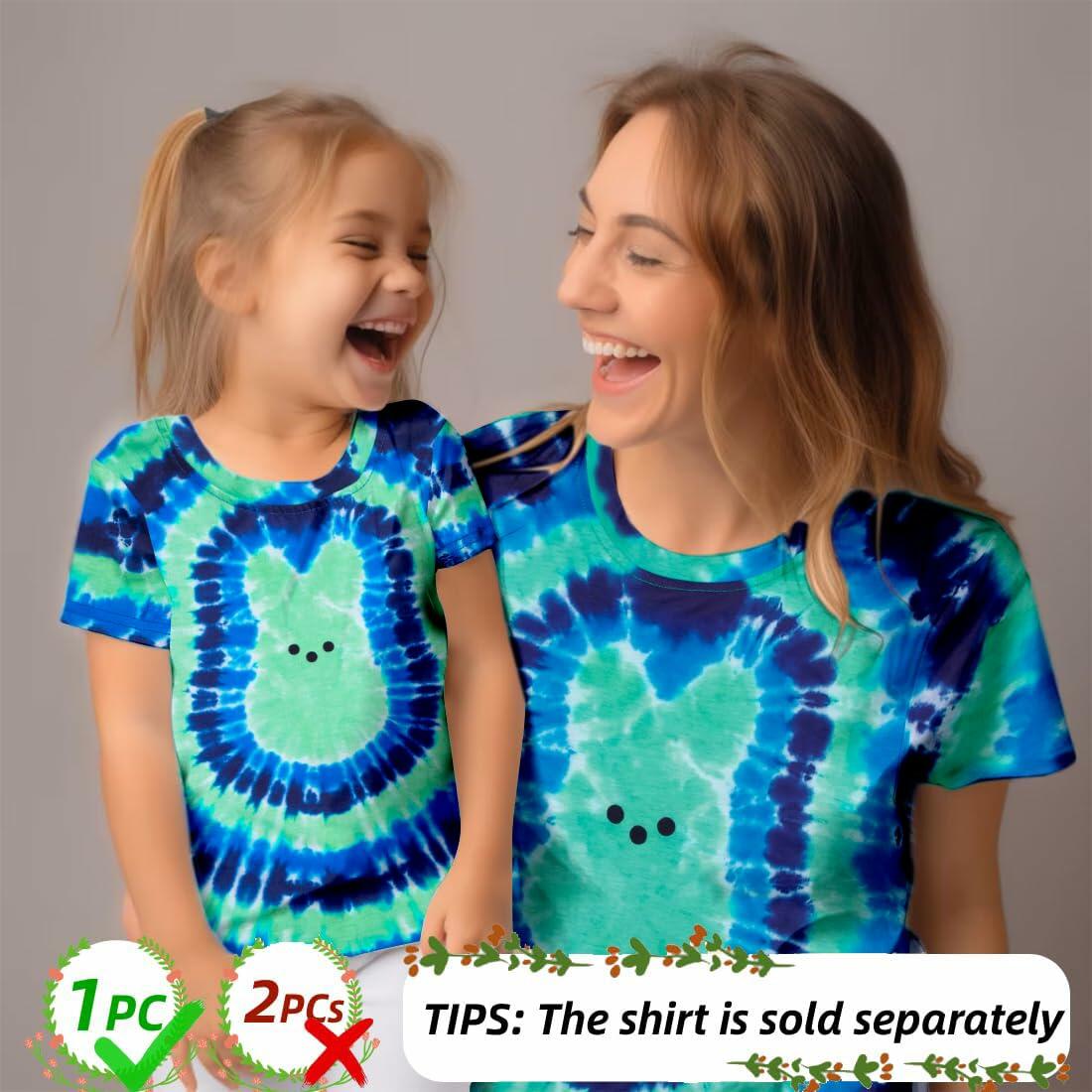 Happy Easter Women's Tie Dye Bunny Graphic T-Shirt Short Sleeve Size 5T