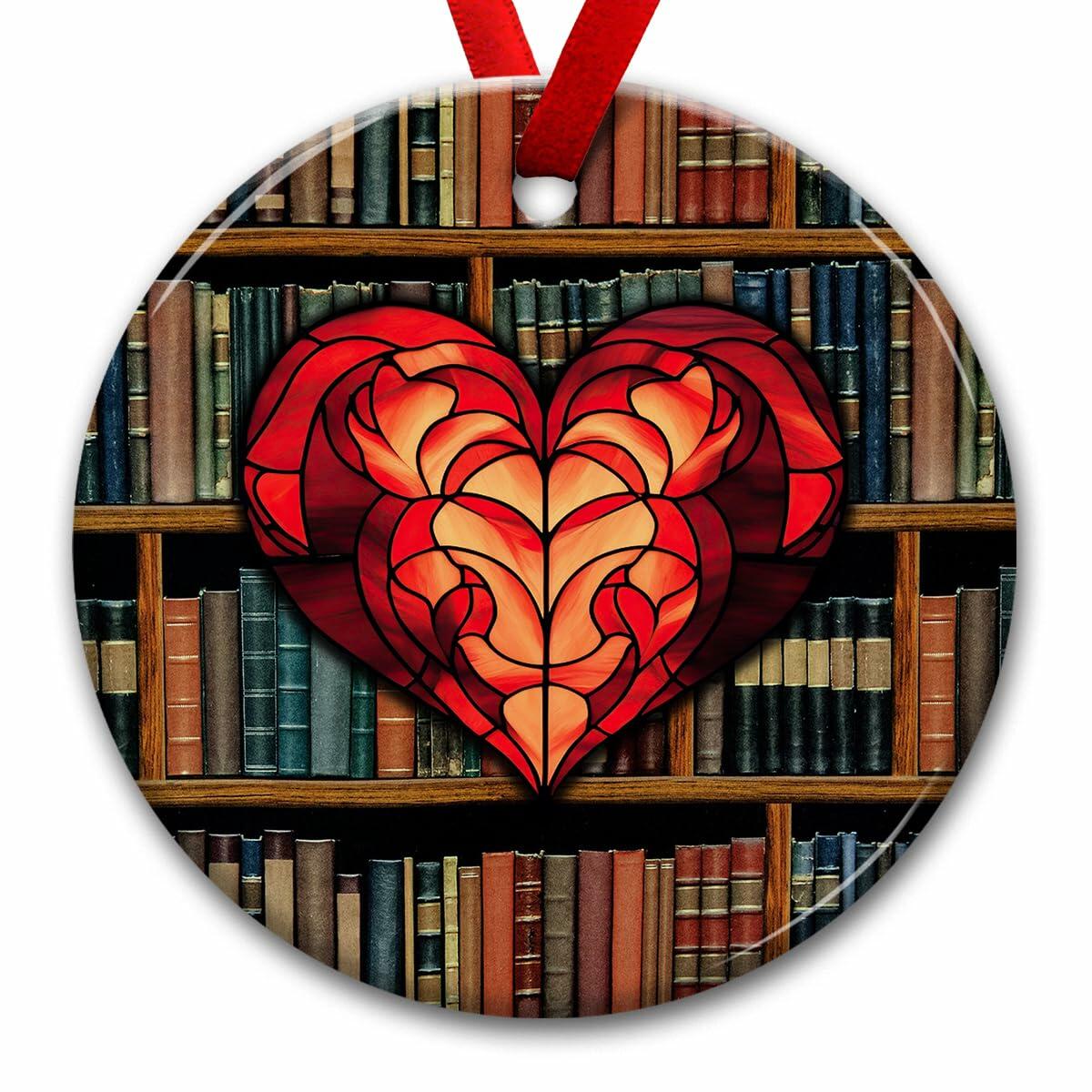 Kilyhome Ceramic Christmas Book Ornament Multi Color for Book Lovers