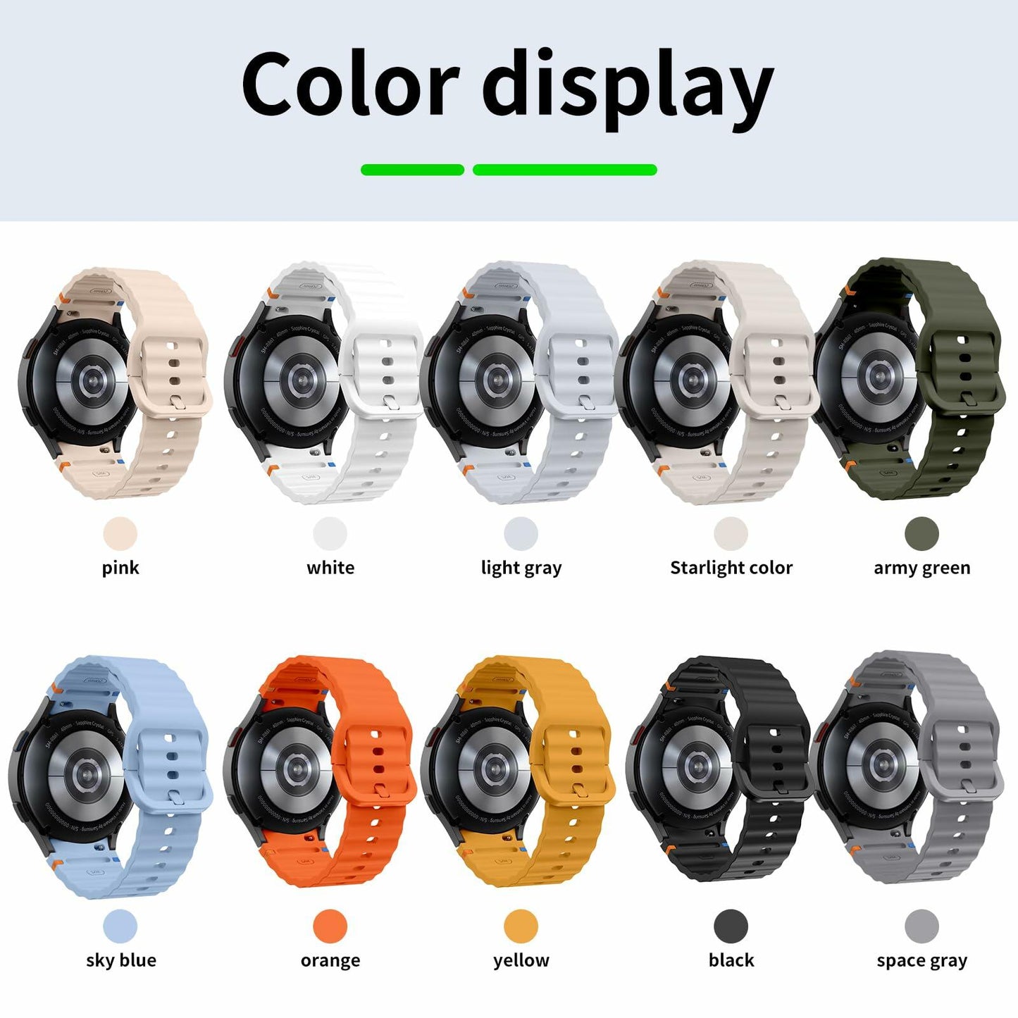 Sport Bands Compatible Samsung Galaxy Watch 7 6 5 40mm 44mm Soft Silicone
