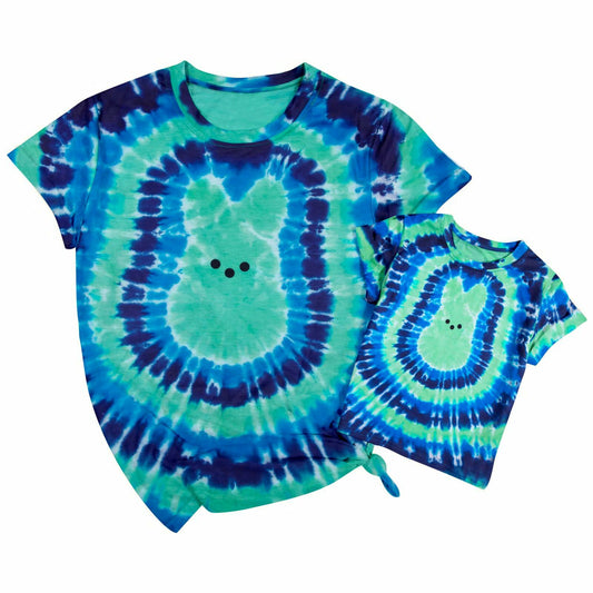 Happy Easter Women's Tie Dye Bunny Graphic T-Shirt Short Sleeve Size 5T