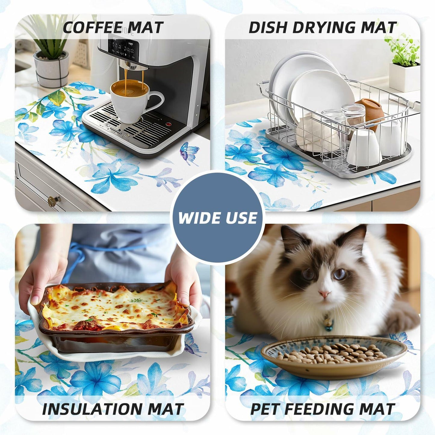 Edeesky Dish Drying Mat 12x20 Leather Diatomite Absorbent Coffee Pad Sink Mat