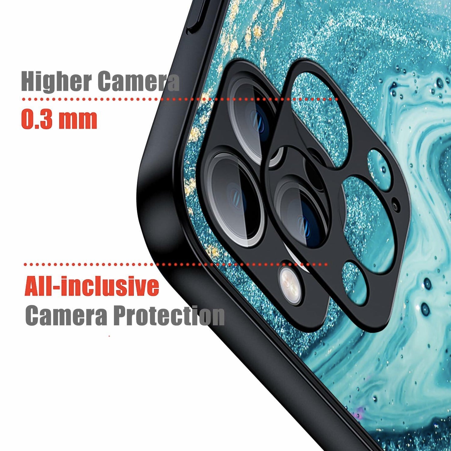 Tabavsit iPhone 15 Pro Max Case Blue Marble Shockproof Protective Cover