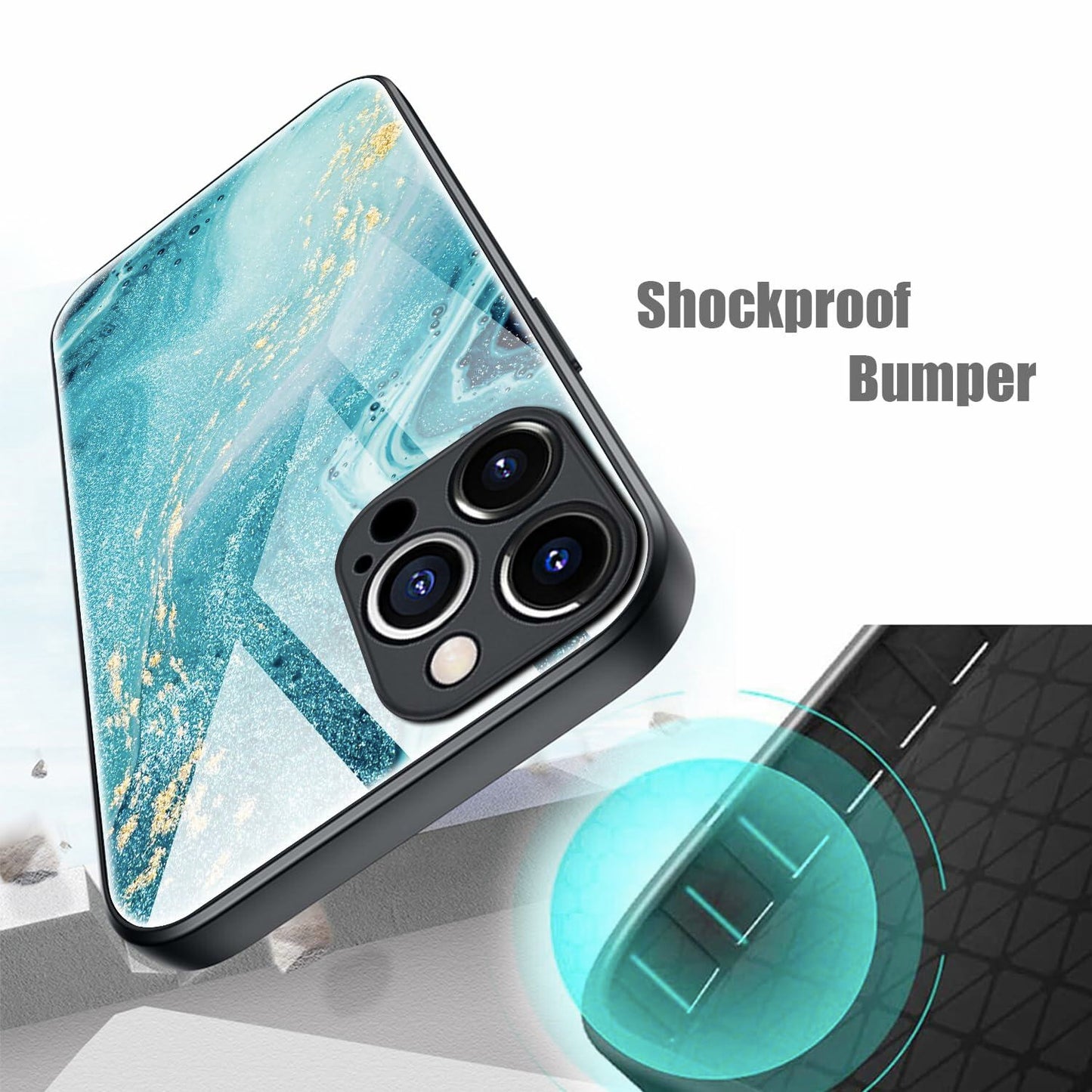 Tabavsit iPhone 15 Pro Max Case Blue Marble Shockproof Protective Cover