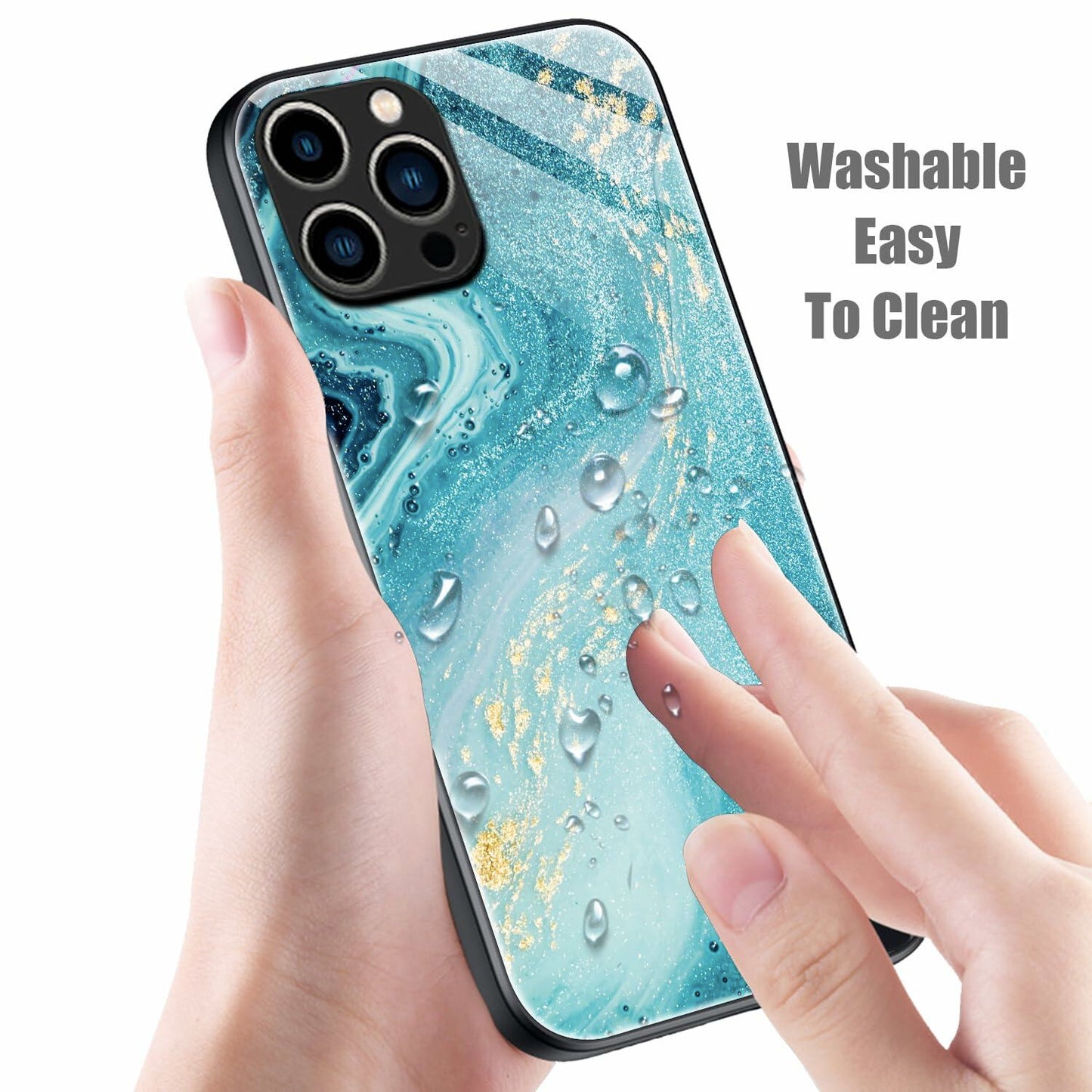 Tabavsit iPhone 15 Pro Max Case Blue Marble Shockproof Protective Cover