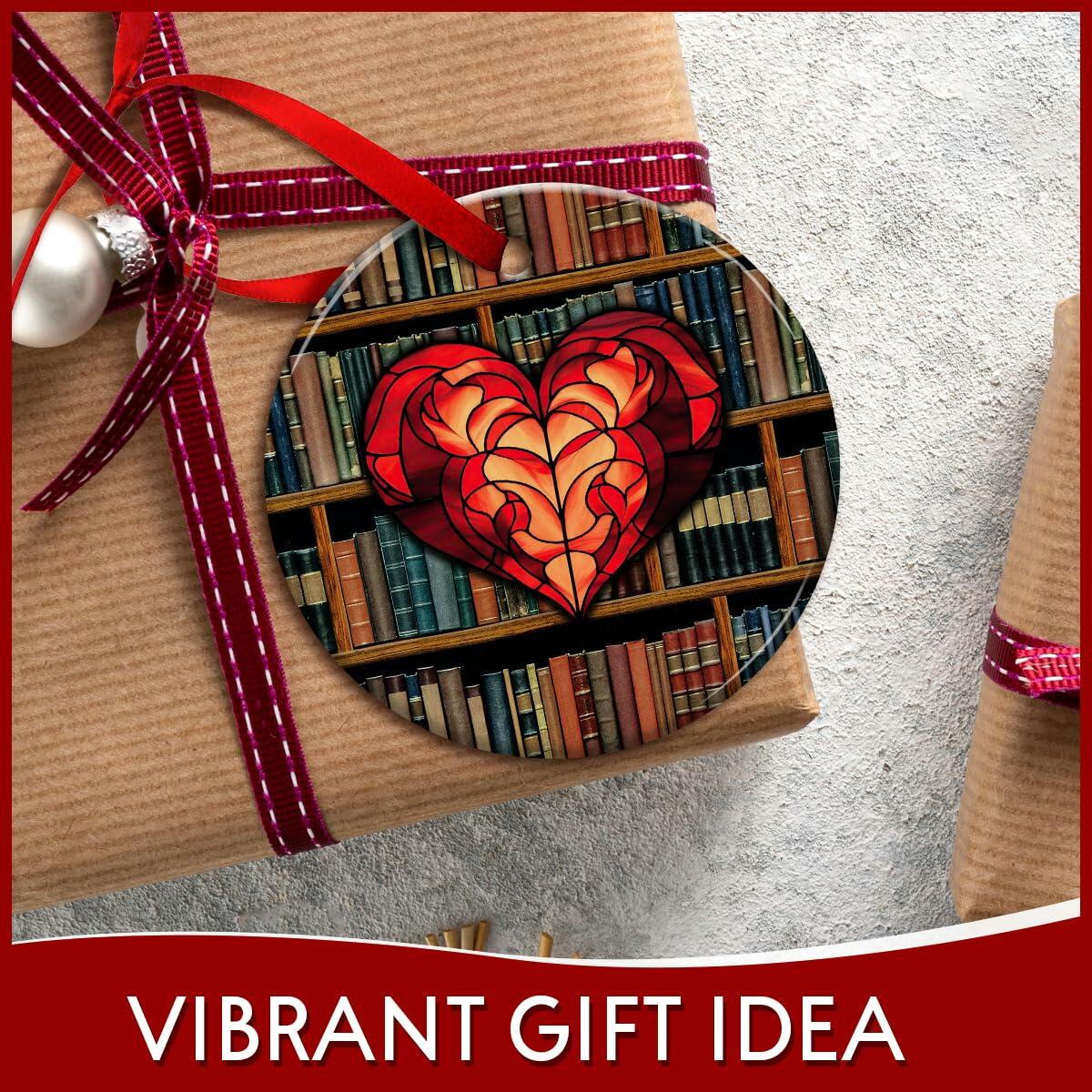 Kilyhome Ceramic Christmas Book Ornament Multi Color for Book Lovers