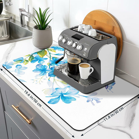 Edeesky Dish Drying Mat 12x20 Leather Diatomite Absorbent Coffee Pad Sink Mat