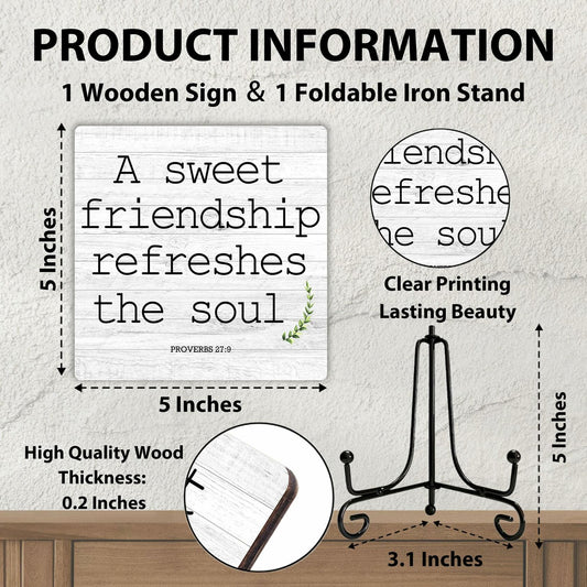 Funny Desk Decor Friendship Sign Home Office Shelf Decoration 5x5 Inches