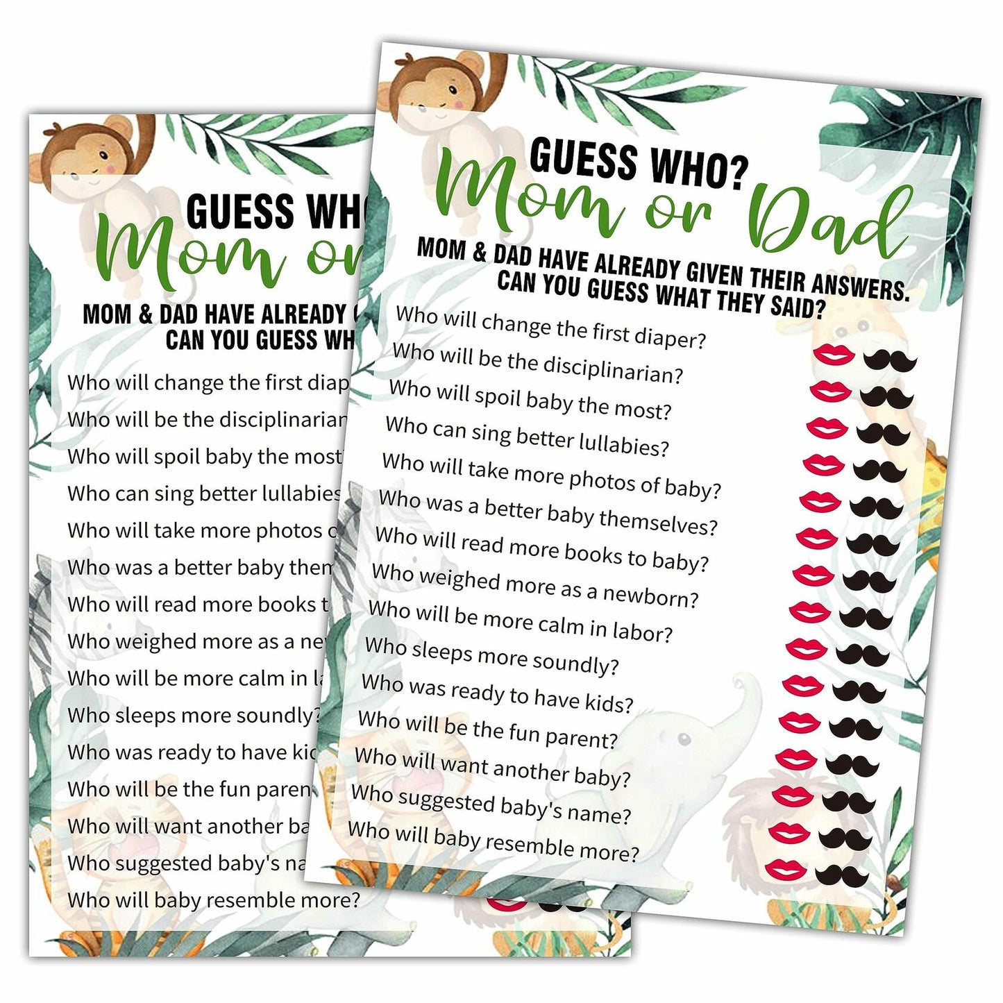 Qoamp Woodland Guess Who Baby Shower Game 25 Safari Animals Cards