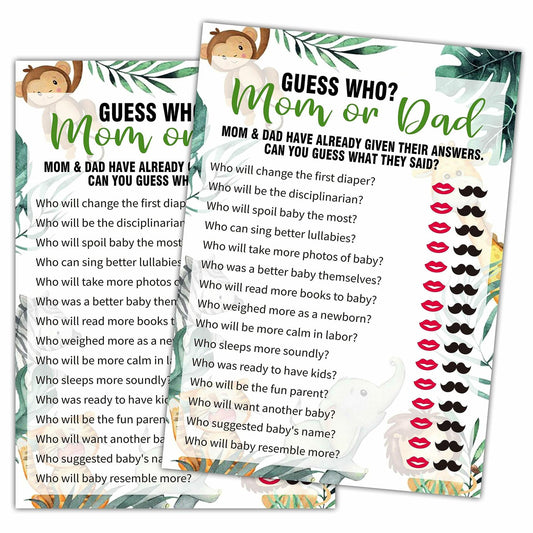 Qoamp Woodland Guess Who Baby Shower Game 25 Safari Animals Cards