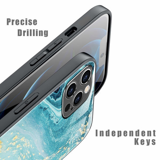 Tabavsit iPhone 15 Pro Max Case Blue Marble Shockproof Protective Cover