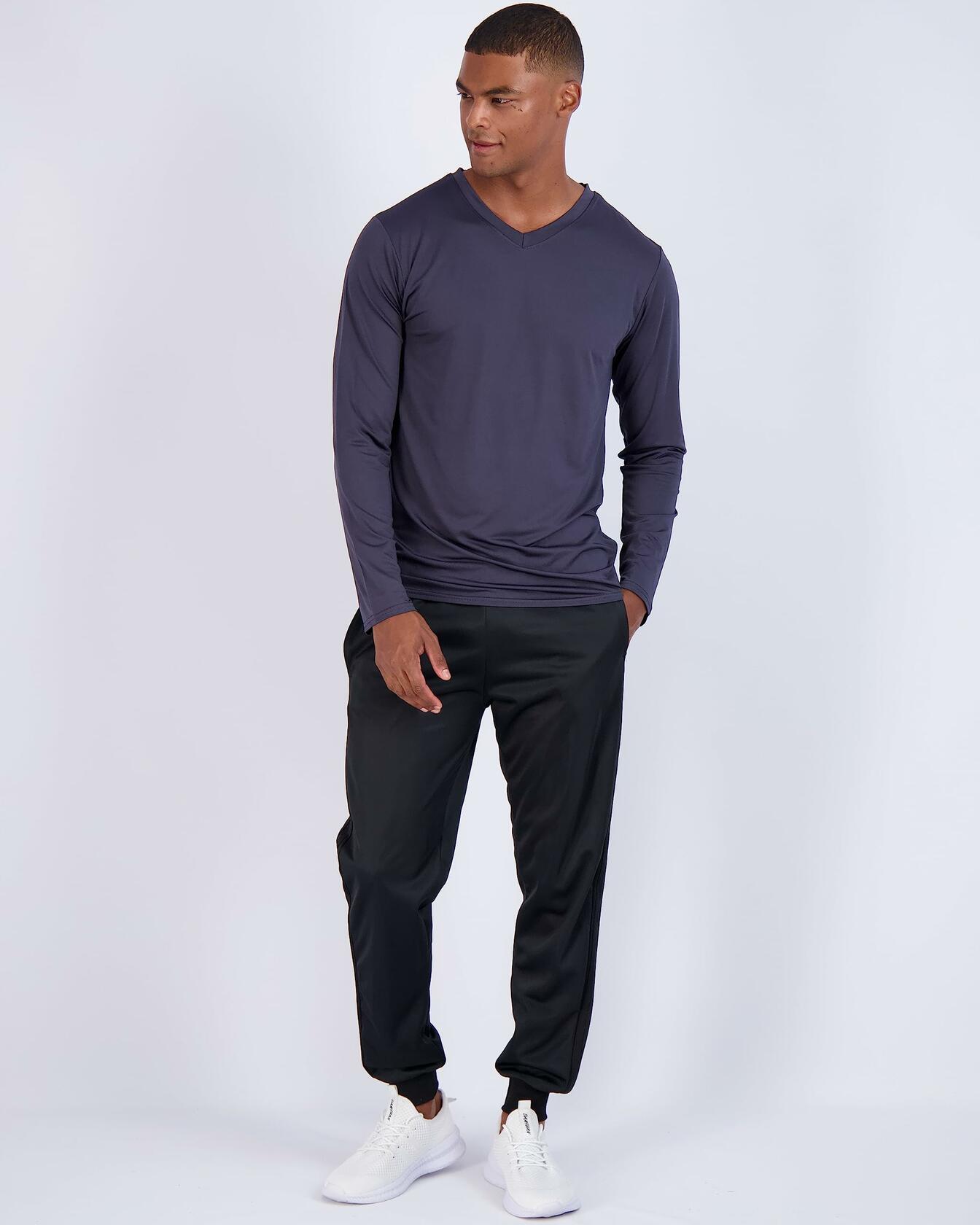 Mens Big & Tall V Neck Long Sleeve Shirt 4 Pack Size 3X