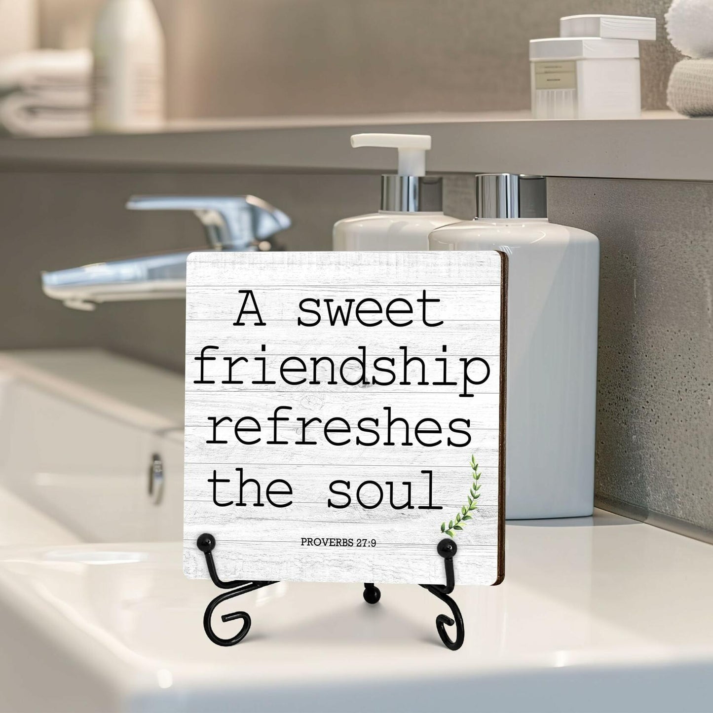 Funny Desk Decor Friendship Sign Home Office Shelf Decoration 5x5 Inches