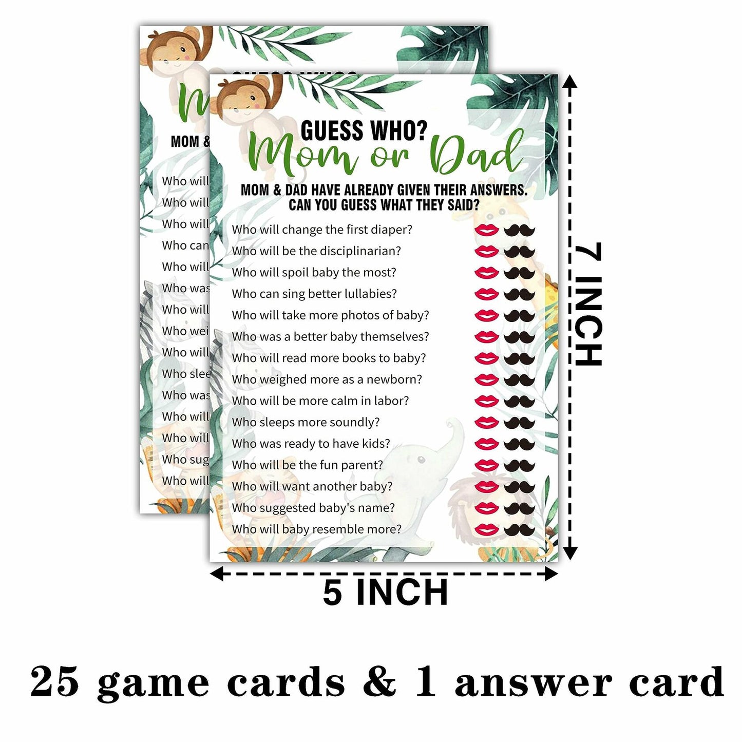 Qoamp Woodland Guess Who Baby Shower Game 25 Safari Animals Cards