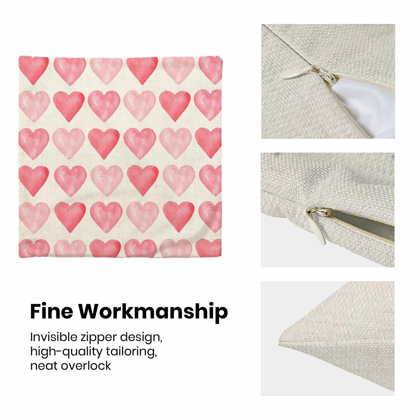 Yxuiyal Love Heart Pillow Covers 20x20 Set of 2 Valentine Linen Decor