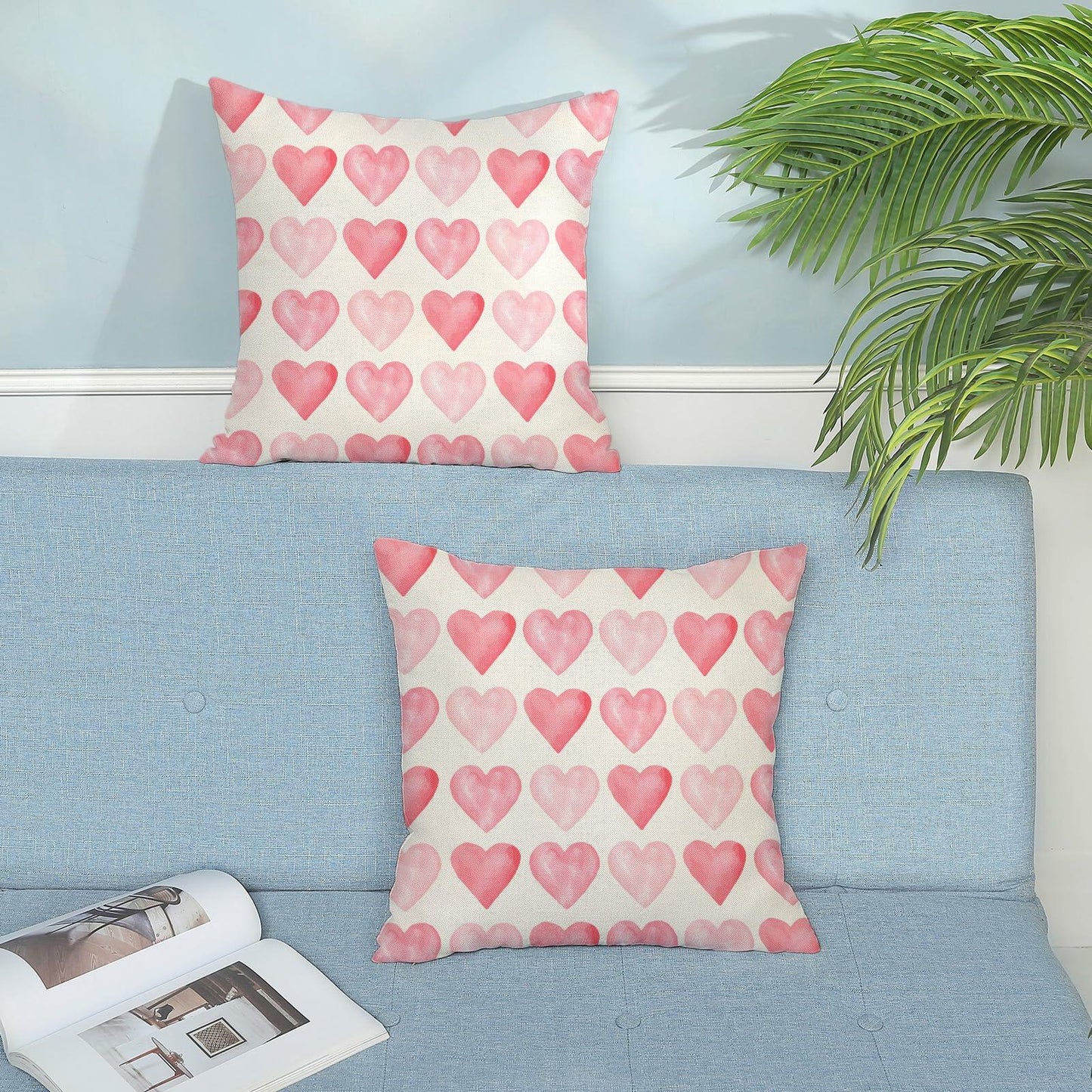 Yxuiyal Love Heart Pillow Covers 20x20 Set of 2 Valentine Linen Decor