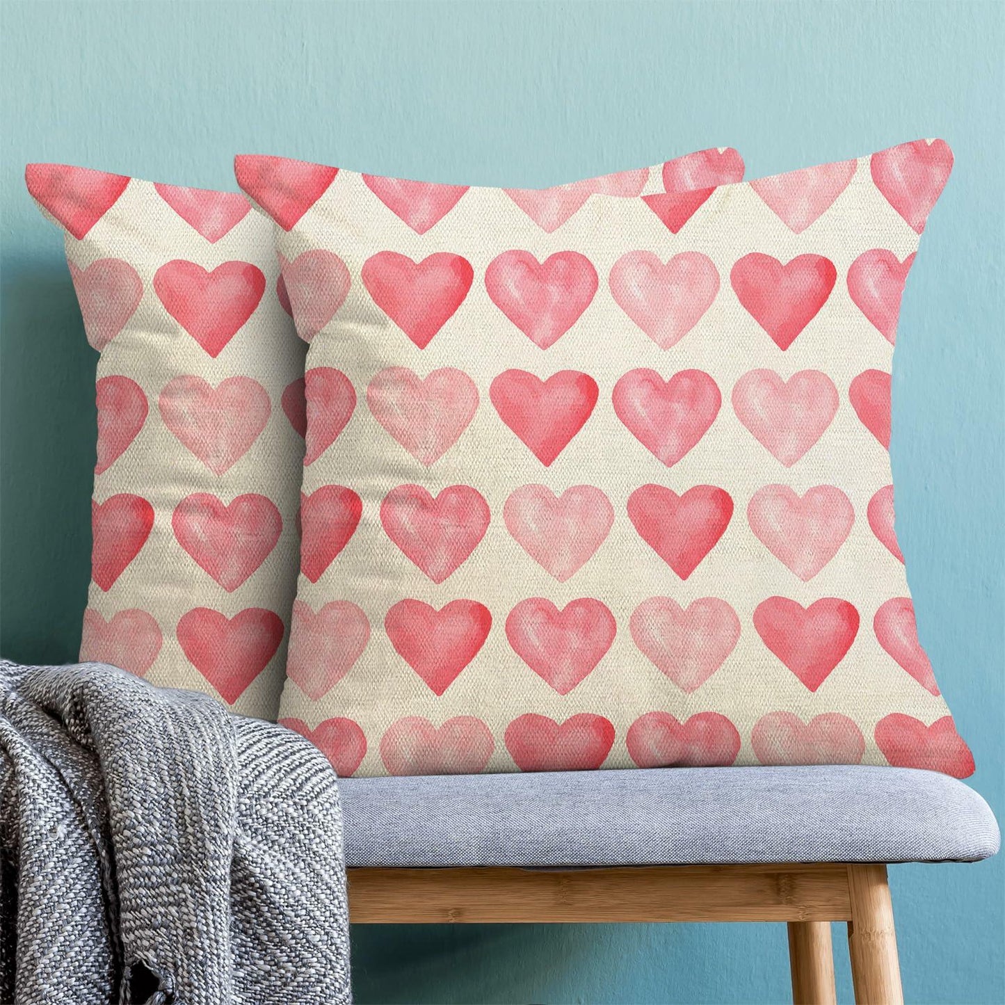 Yxuiyal Love Heart Pillow Covers 20x20 Set of 2 Valentine Linen Decor