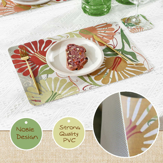 Casaido Faux Leather Placemats Set of 4 with Coasters 17x12 inches Dining Table